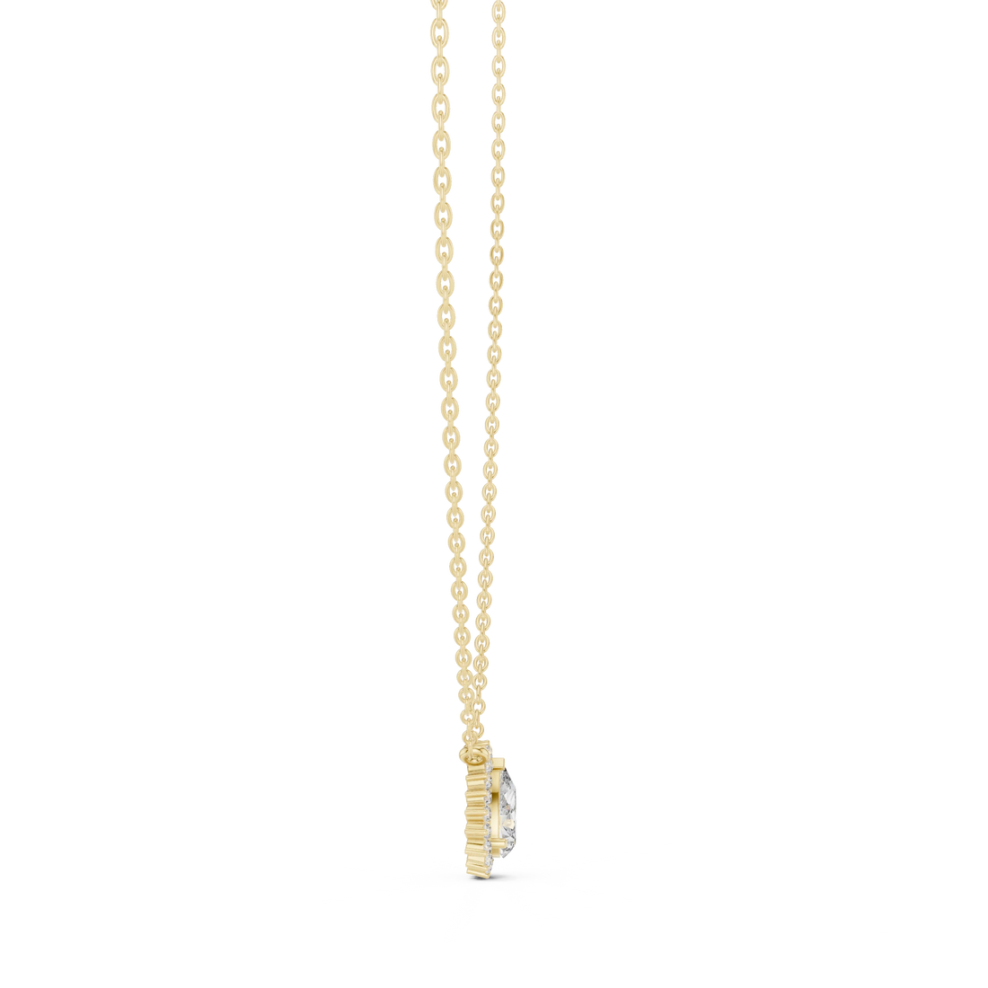 Luna Pear Halo Diamond Pendant
