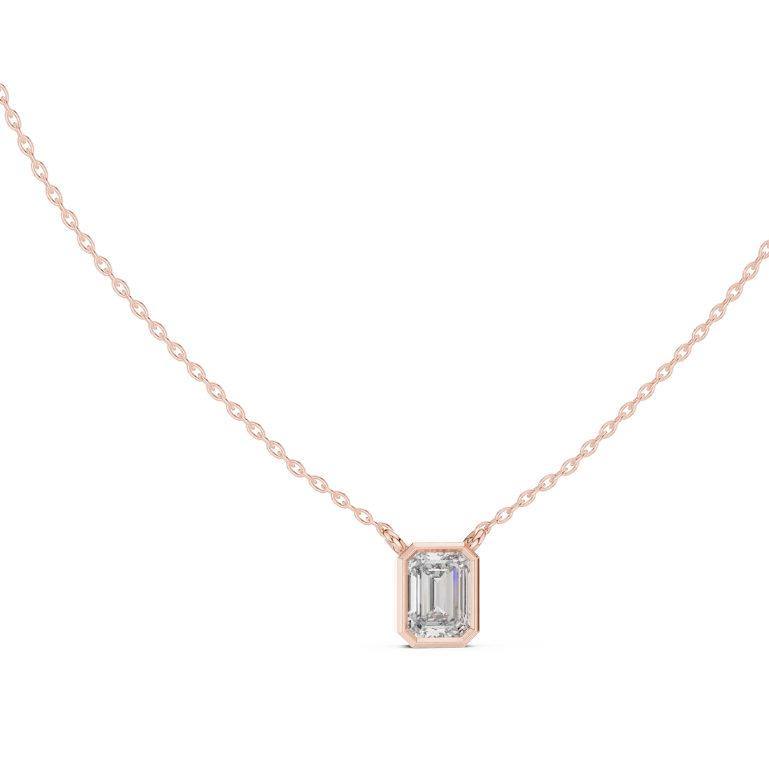 Refined Emerald Bezel Solitaire Diamond Pendant
