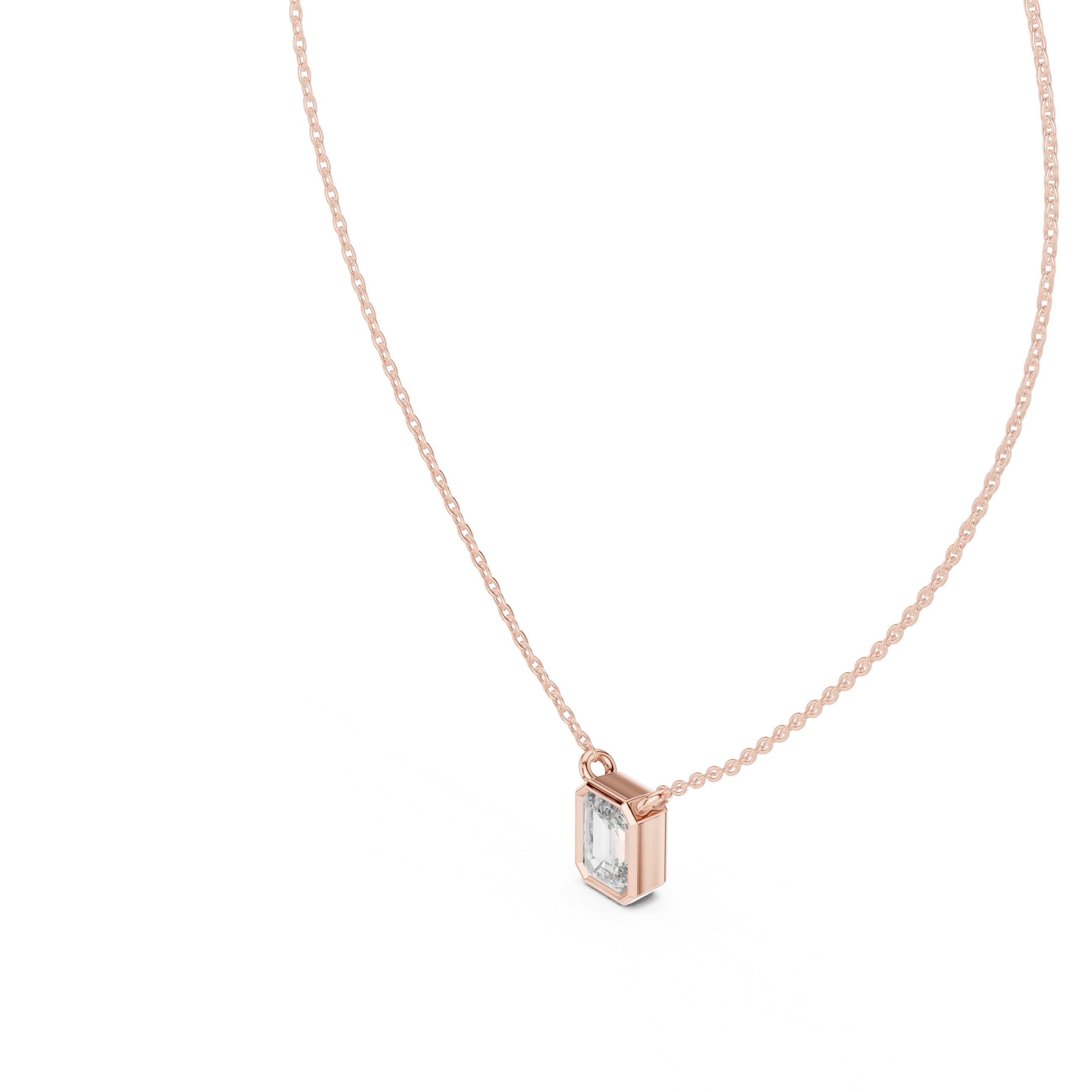 Refined Emerald Bezel Solitaire Diamond Pendant