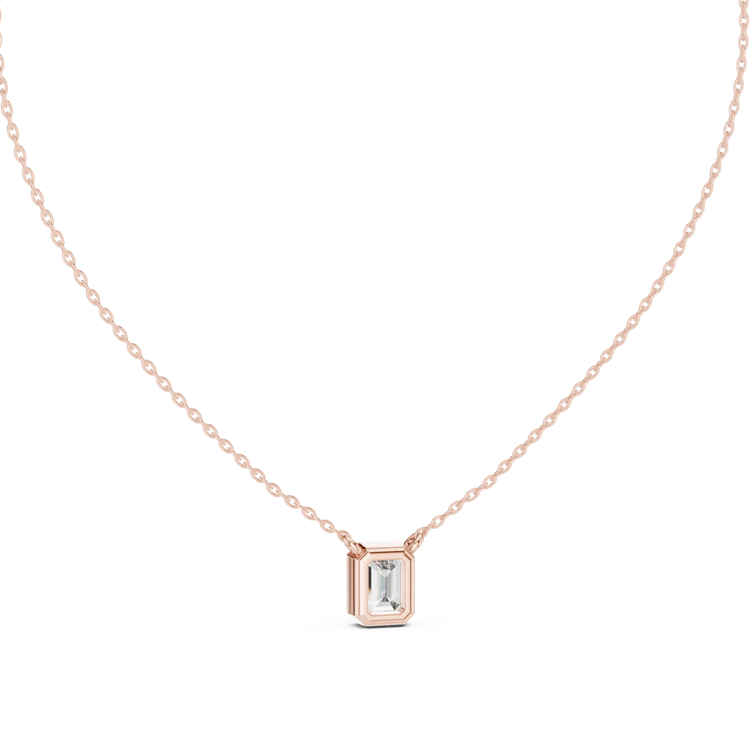 Refined Emerald Bezel Solitaire Diamond Pendant