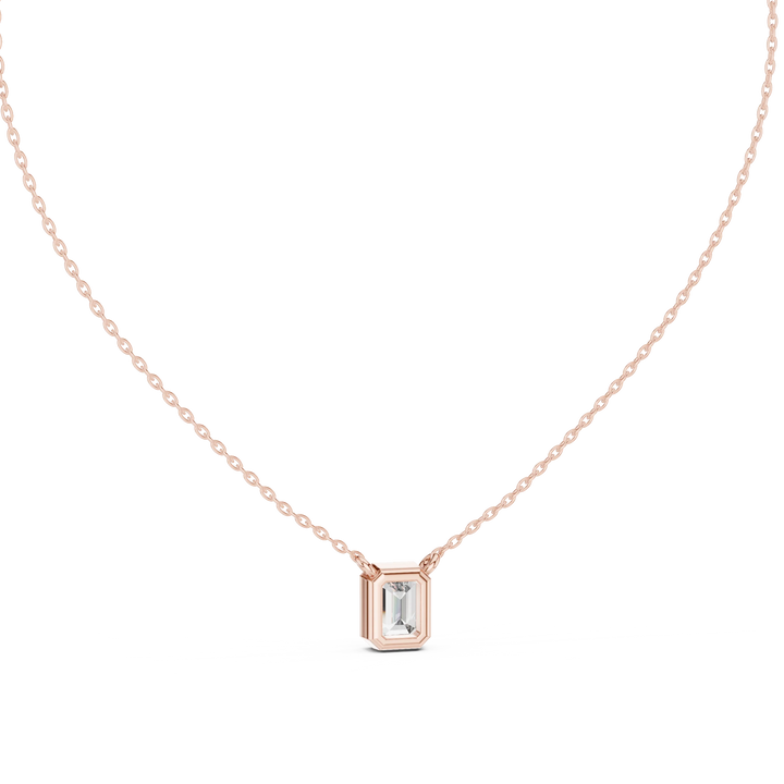 Refined Emerald Bezel Solitaire Diamond Pendant