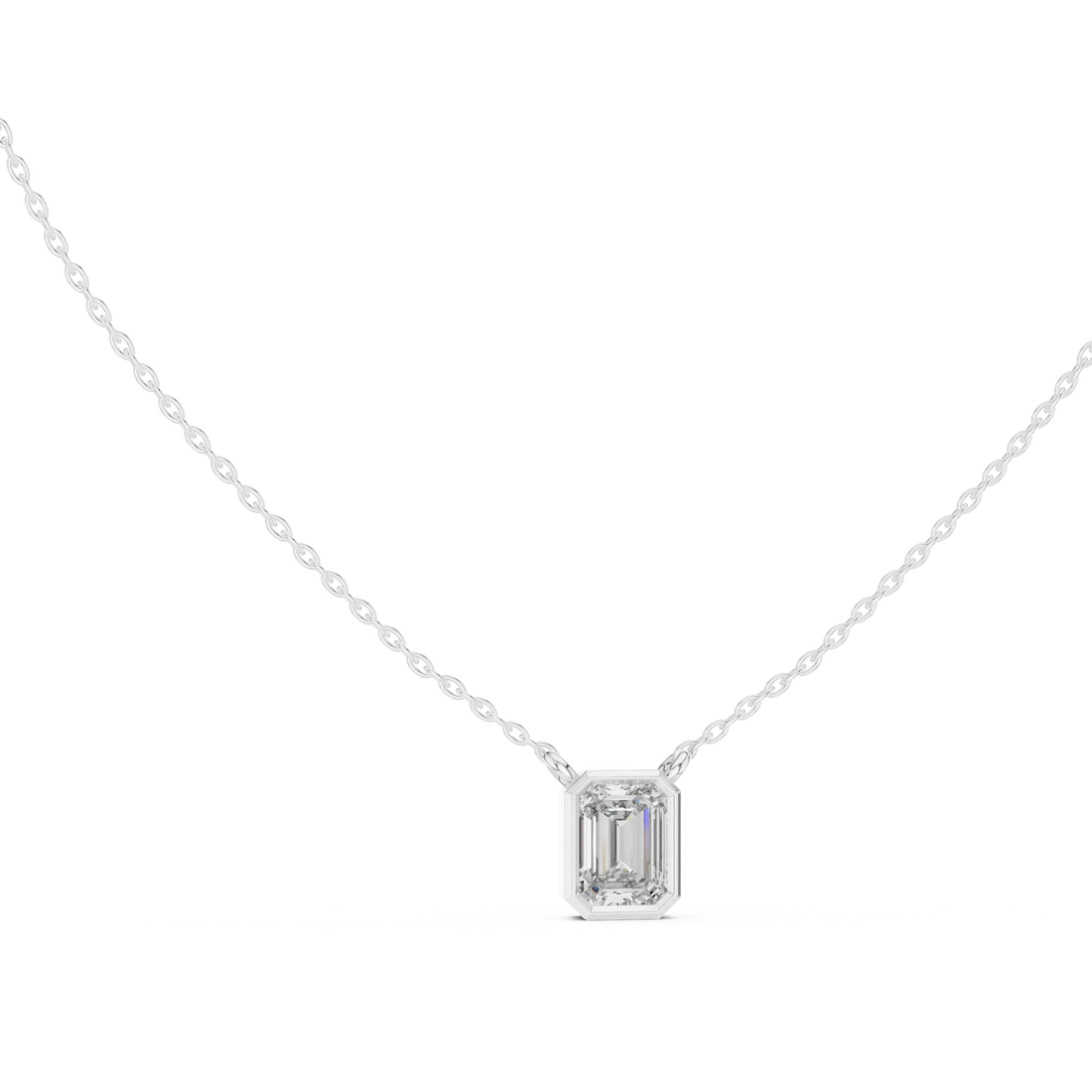 Refined Emerald Bezel Solitaire Diamond Pendant