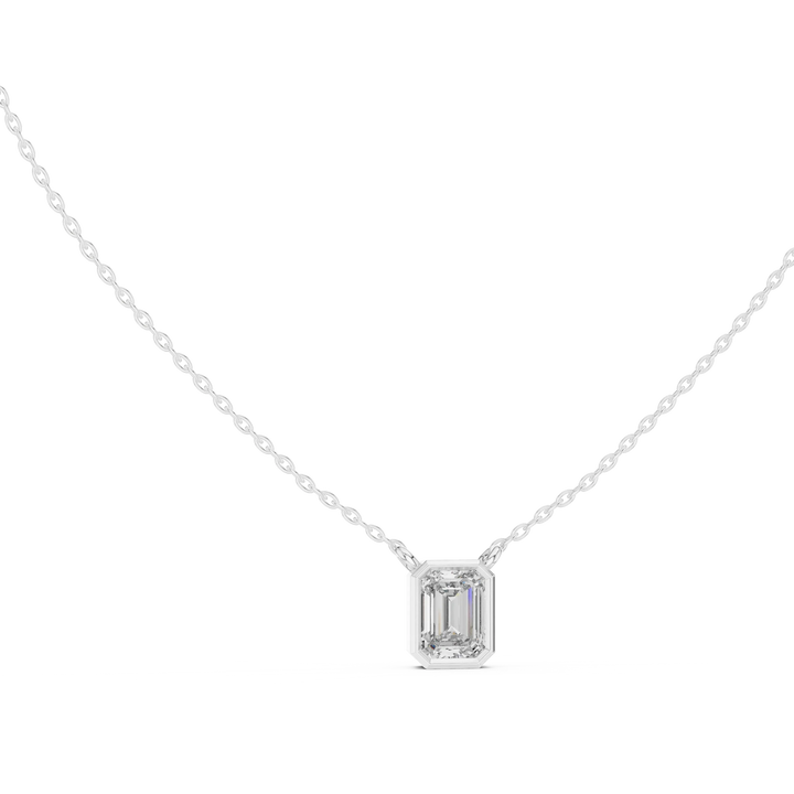 Refined Emerald Bezel Solitaire Diamond Pendant