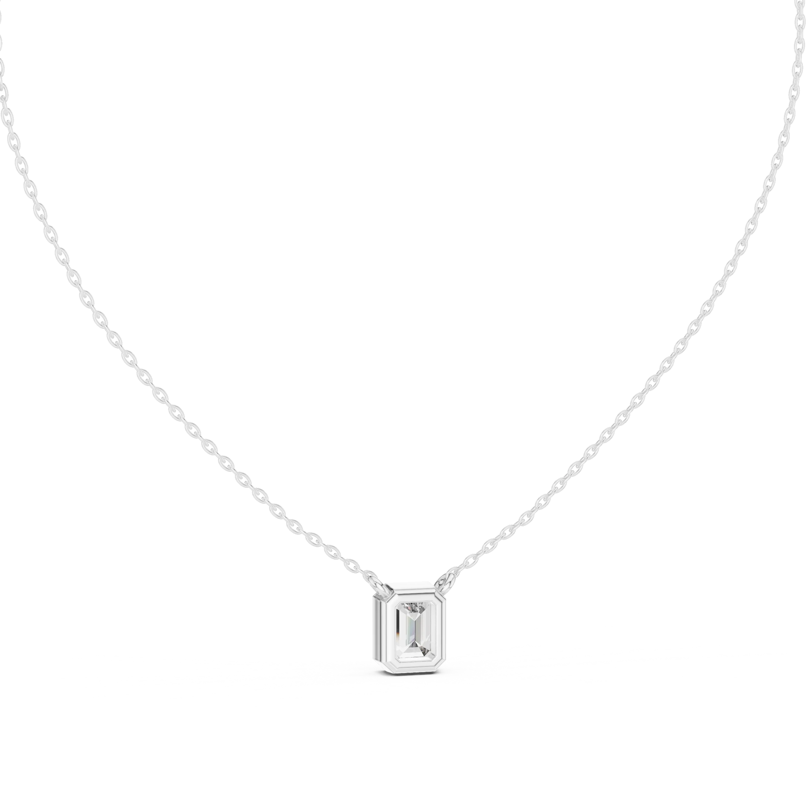 Refined Emerald Bezel Solitaire Diamond Pendant