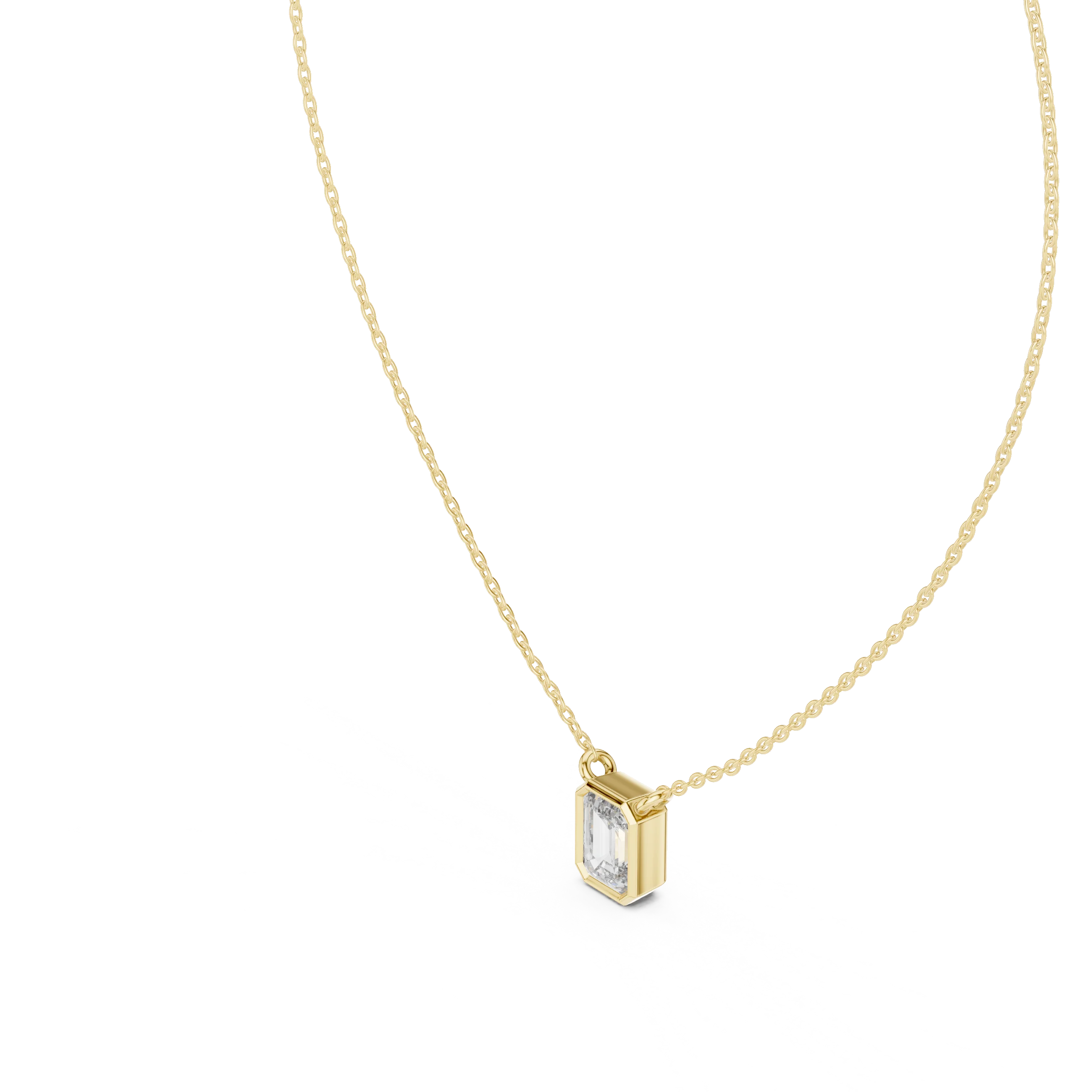 Refined Emerald Bezel Solitaire Diamond Pendant