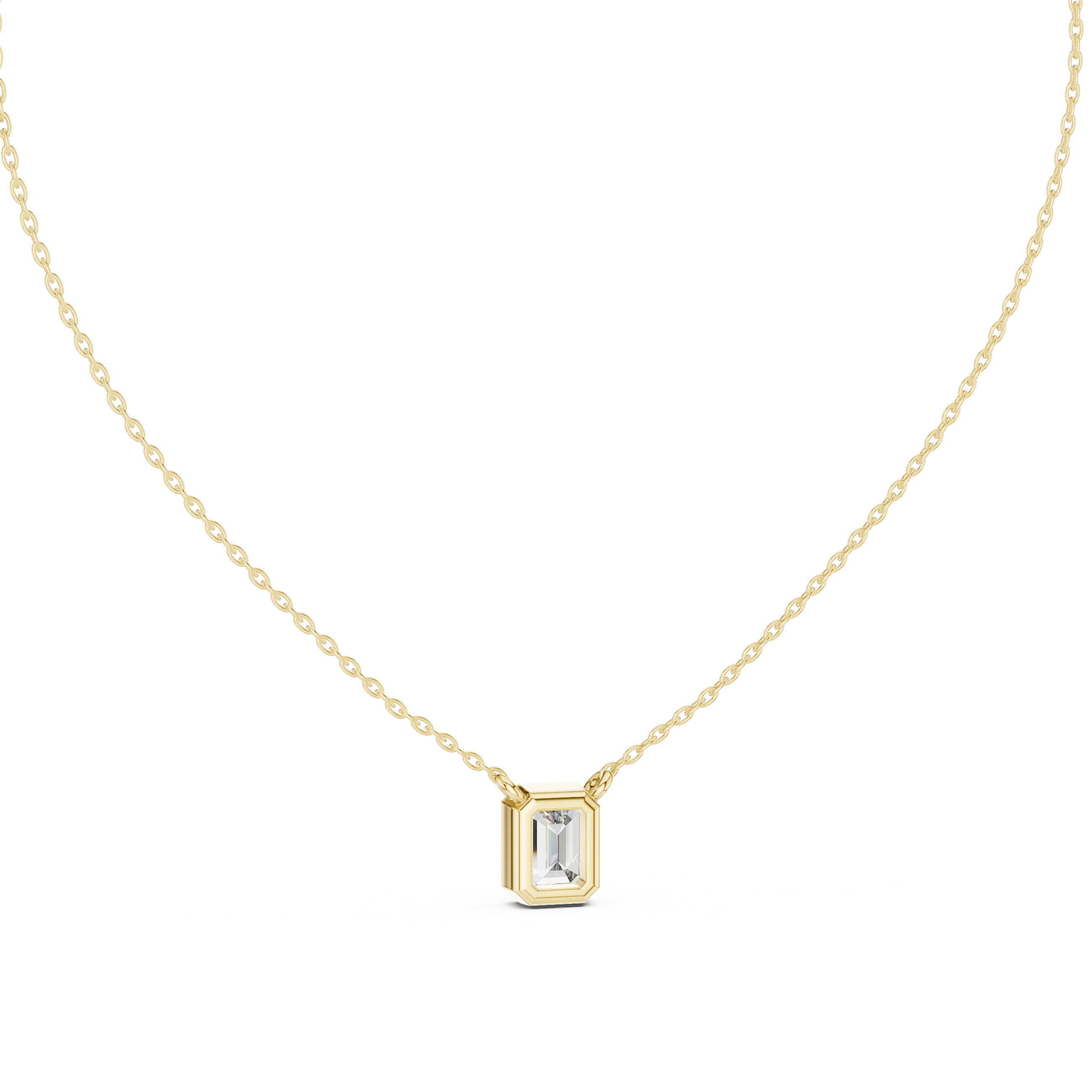 Refined Emerald Bezel Solitaire Diamond Pendant