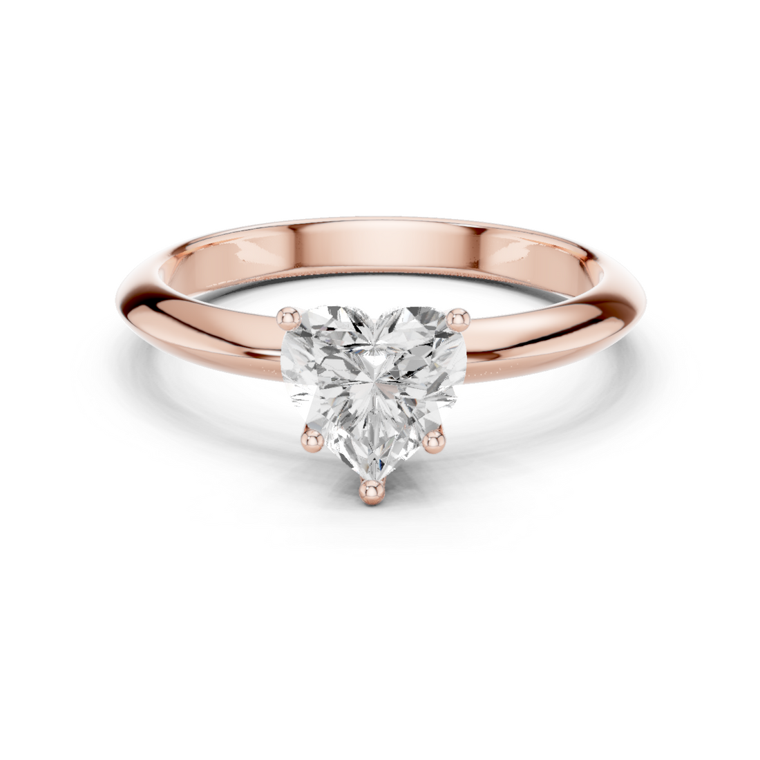 Heart Cut Solitaire Engagement Ring with Plain Band