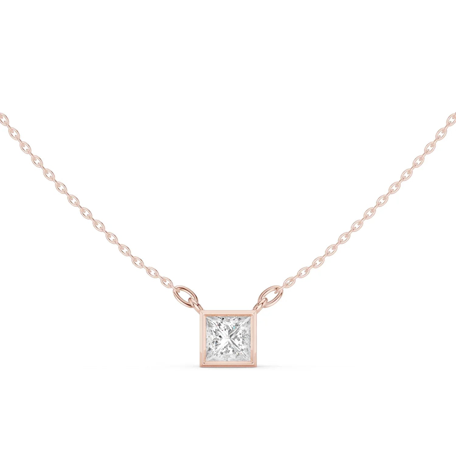 Celestia Princess Bezel Solitaire Diamond Pendant