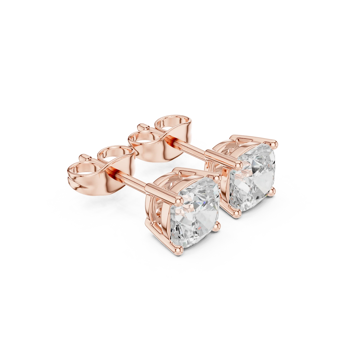 Cushion Cut Solitaire Diamond Stud Earrings