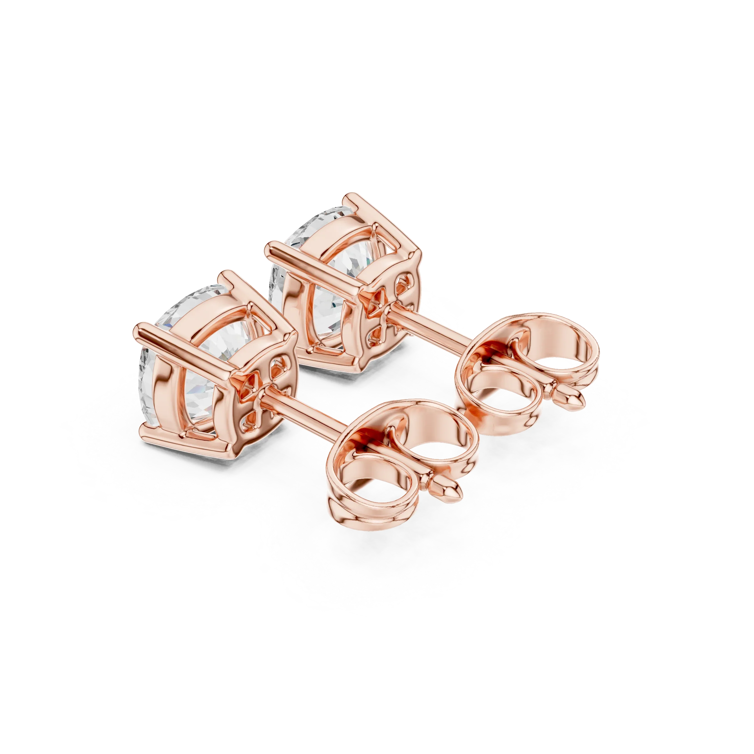 Cushion Cut Solitaire Diamond Stud Earrings