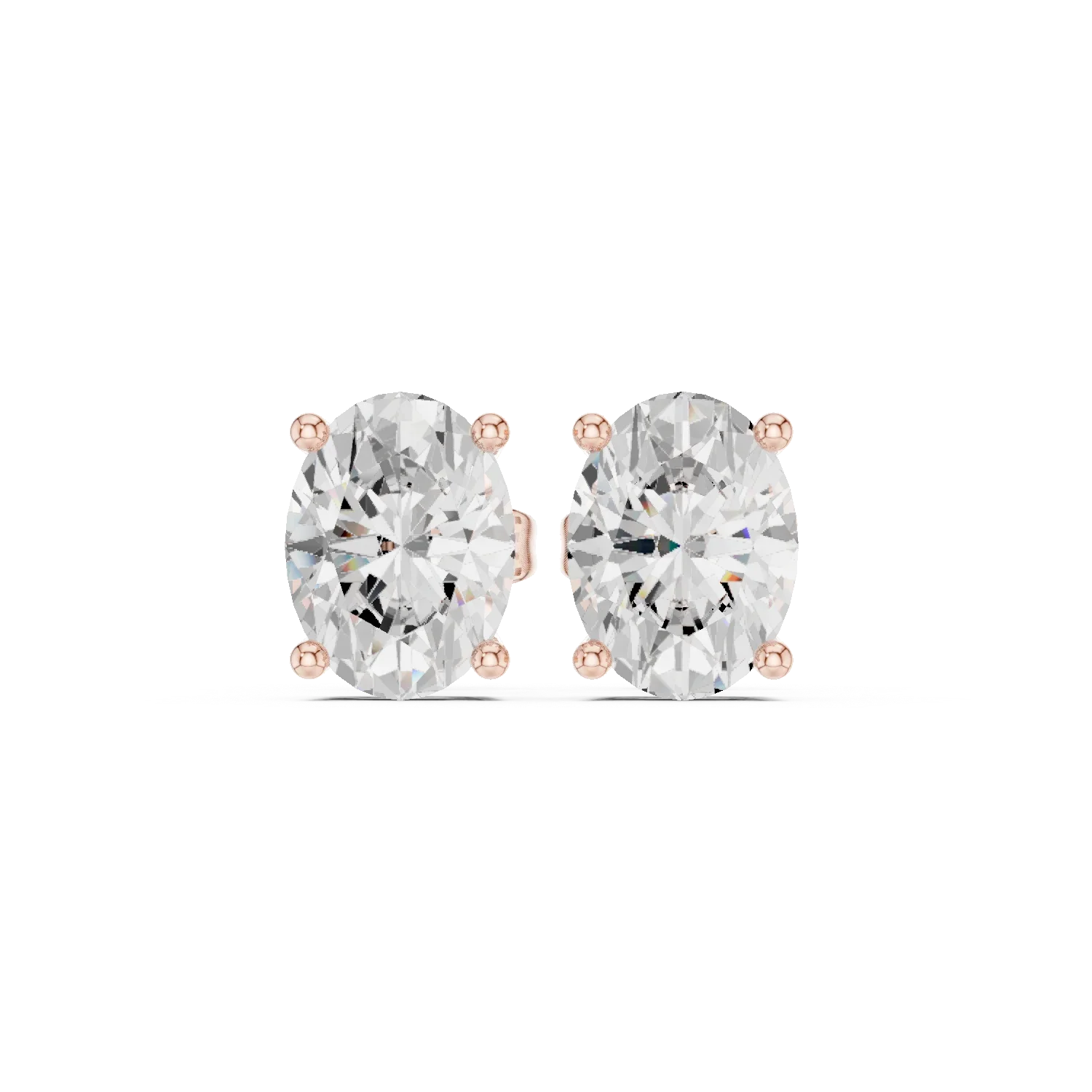 Timeless Oval Solitaire Diamond Stud Earrings