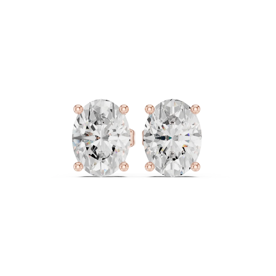 Timeless Oval Solitaire Diamond Stud Earrings