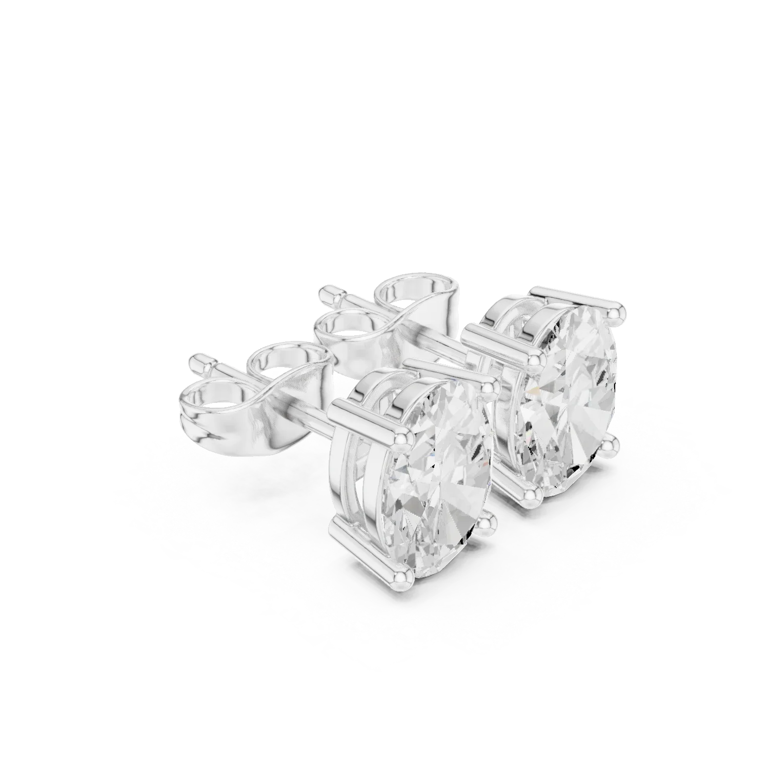 Timeless Oval Solitaire Diamond Stud Earrings