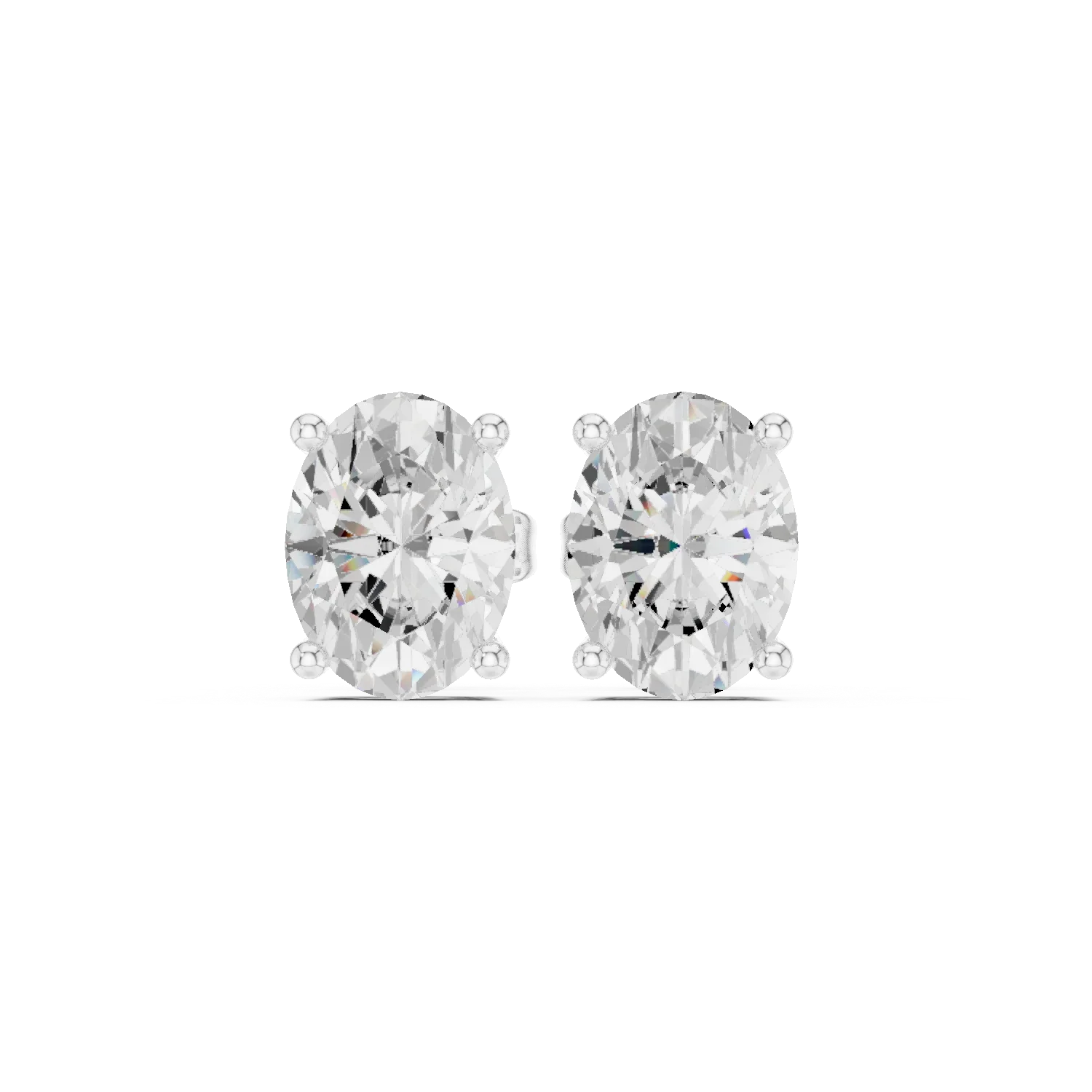 Timeless Oval Solitaire Diamond Stud Earrings