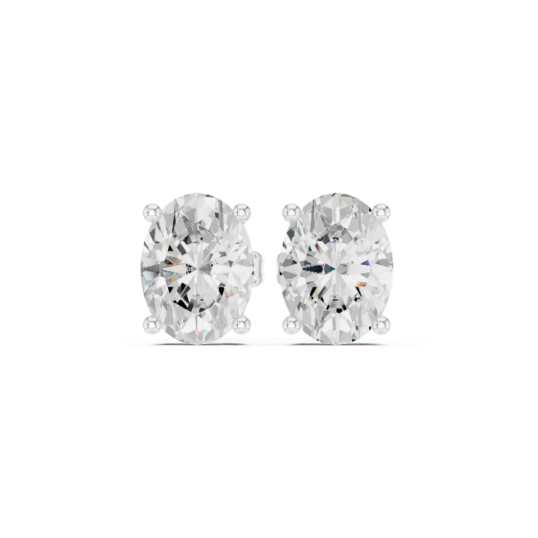 Timeless Oval Solitaire Diamond Stud Earrings