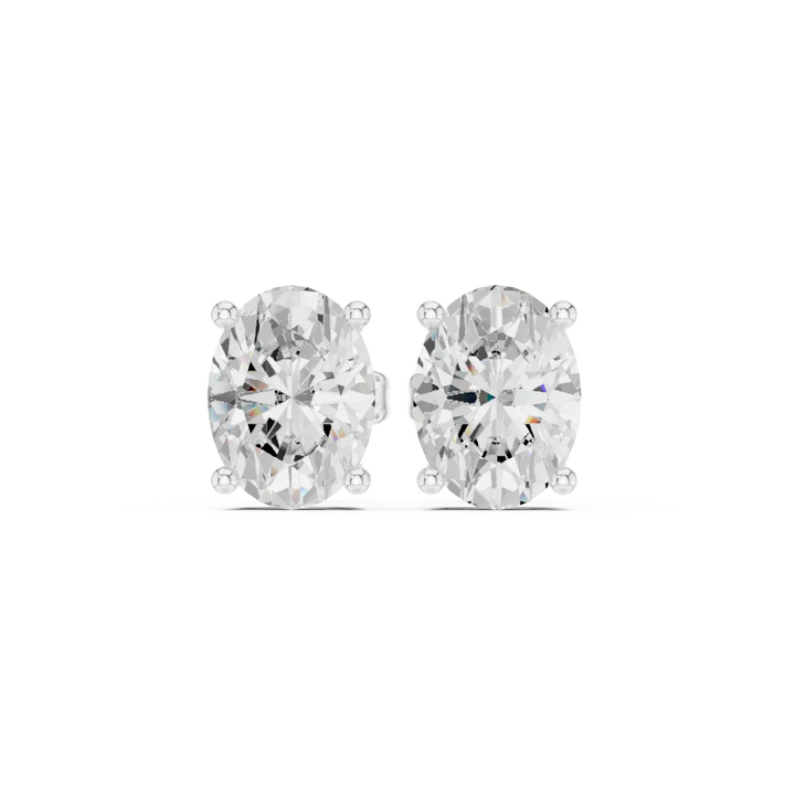 Timeless Oval Solitaire Diamond Stud Earrings