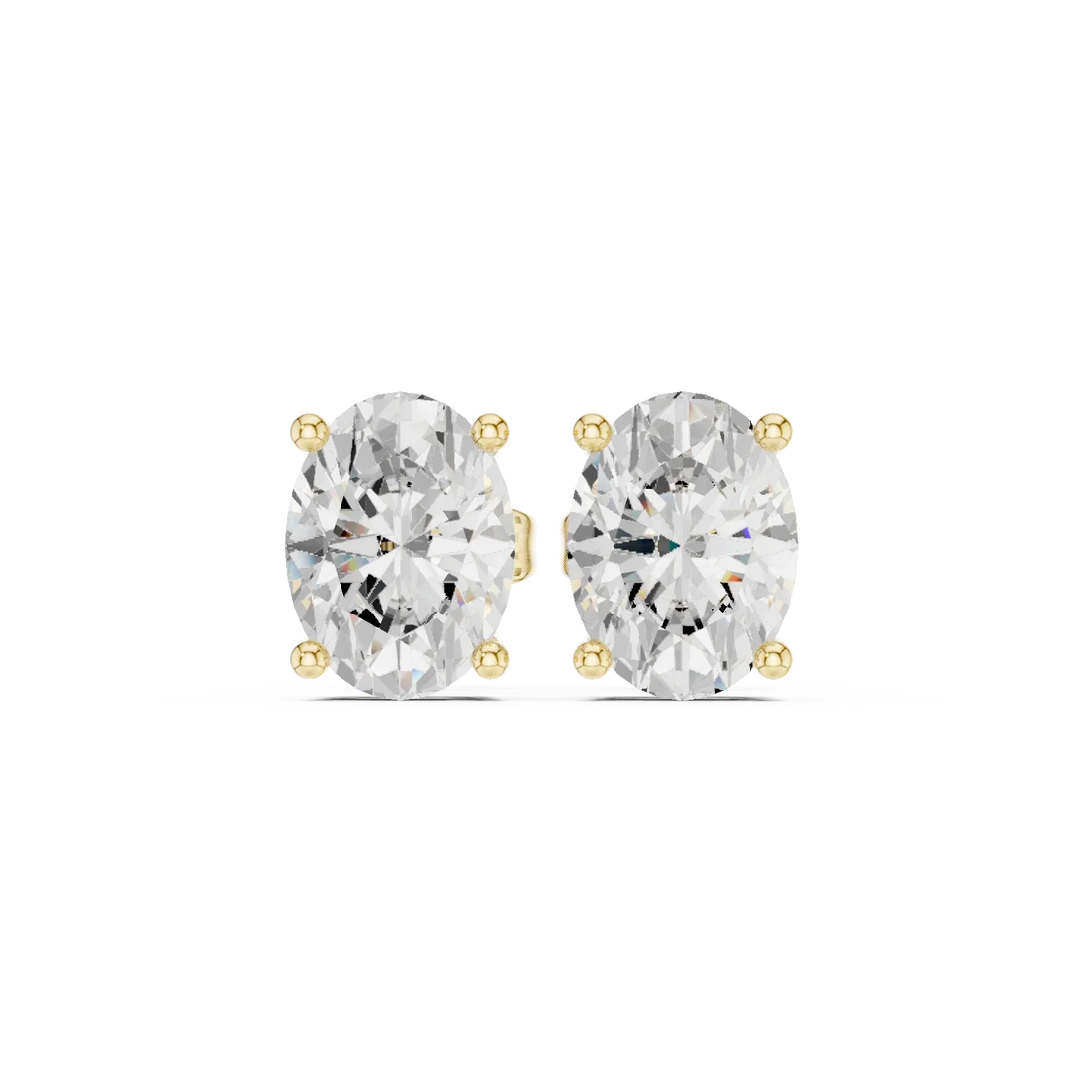 Timeless Oval Solitaire Diamond Stud Earrings
