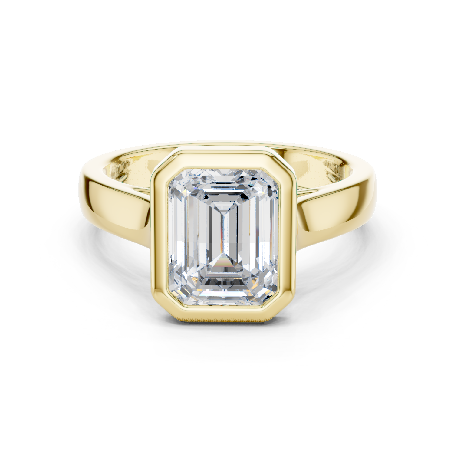 Emerald Cut Solitaire Engagement Ring with Bezel Setting