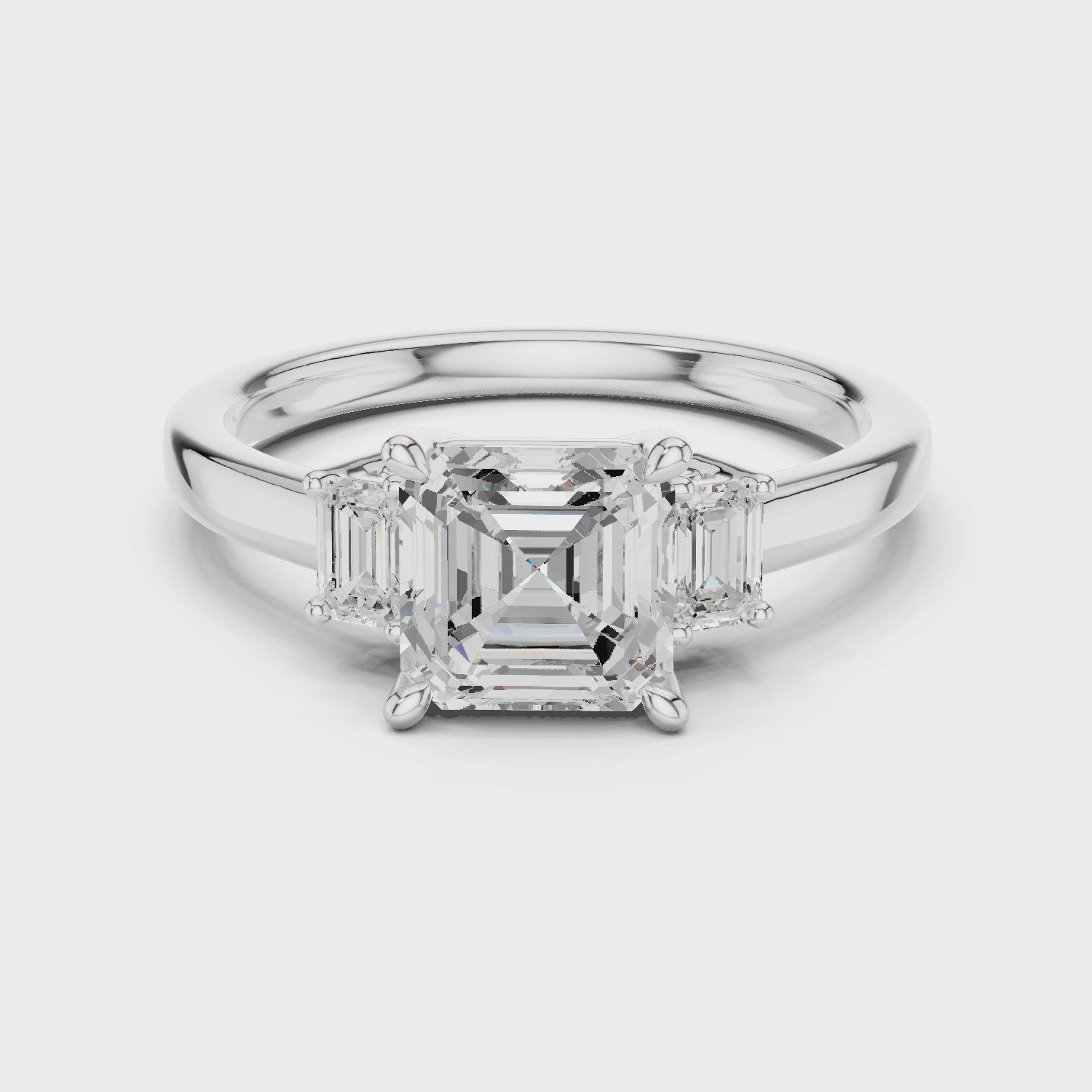 Asscher Engagement Trilogy Ring