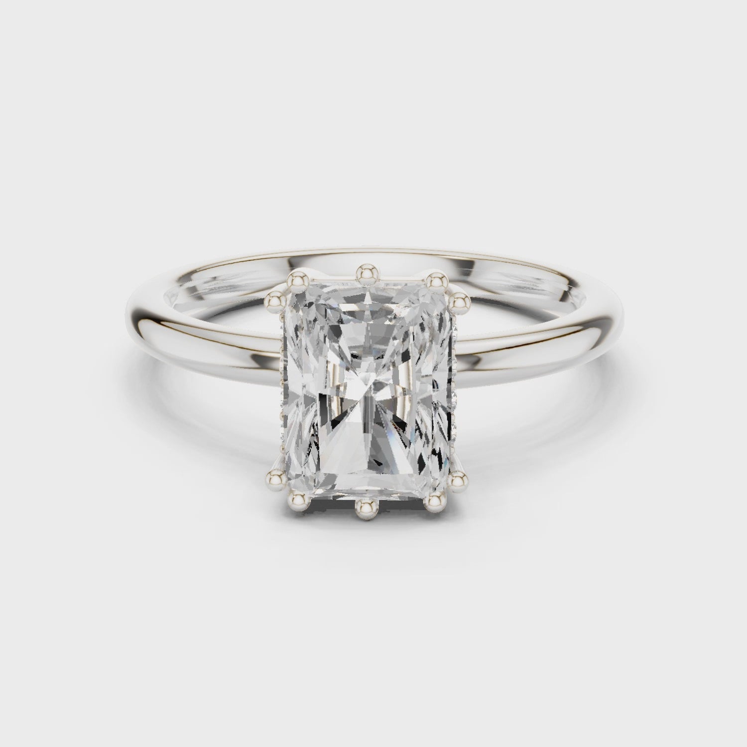 Radiant Cut Solitaire Engagement Ring with Plain Band