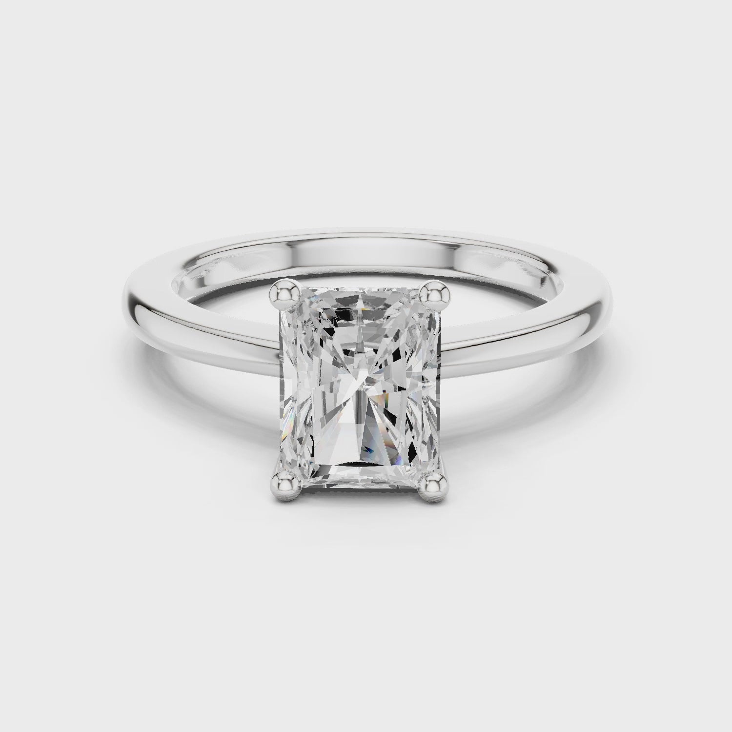 Radiant Cut Solitaire Engagement Ring with Plain Band