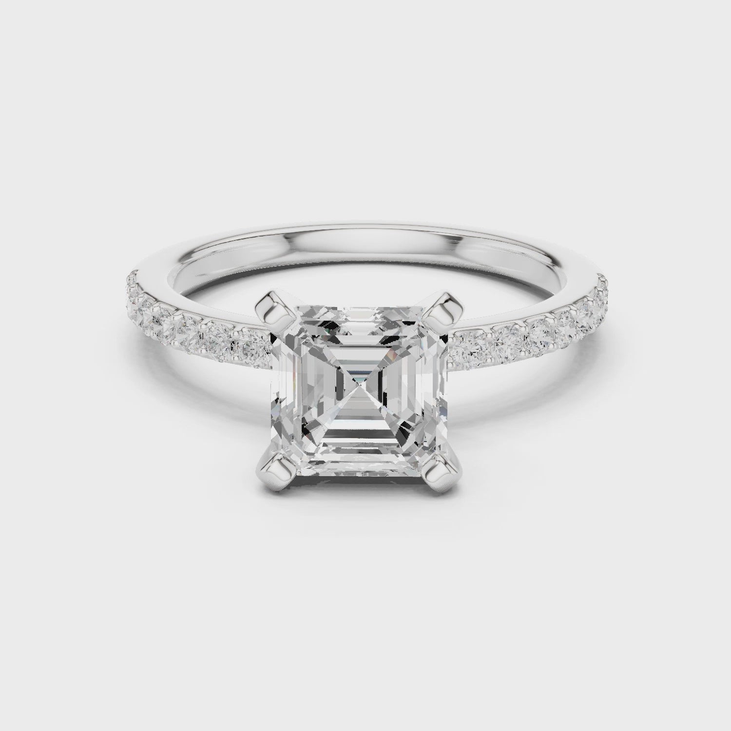 Timeless Asscher-Cut Pavé Solitaire Ring