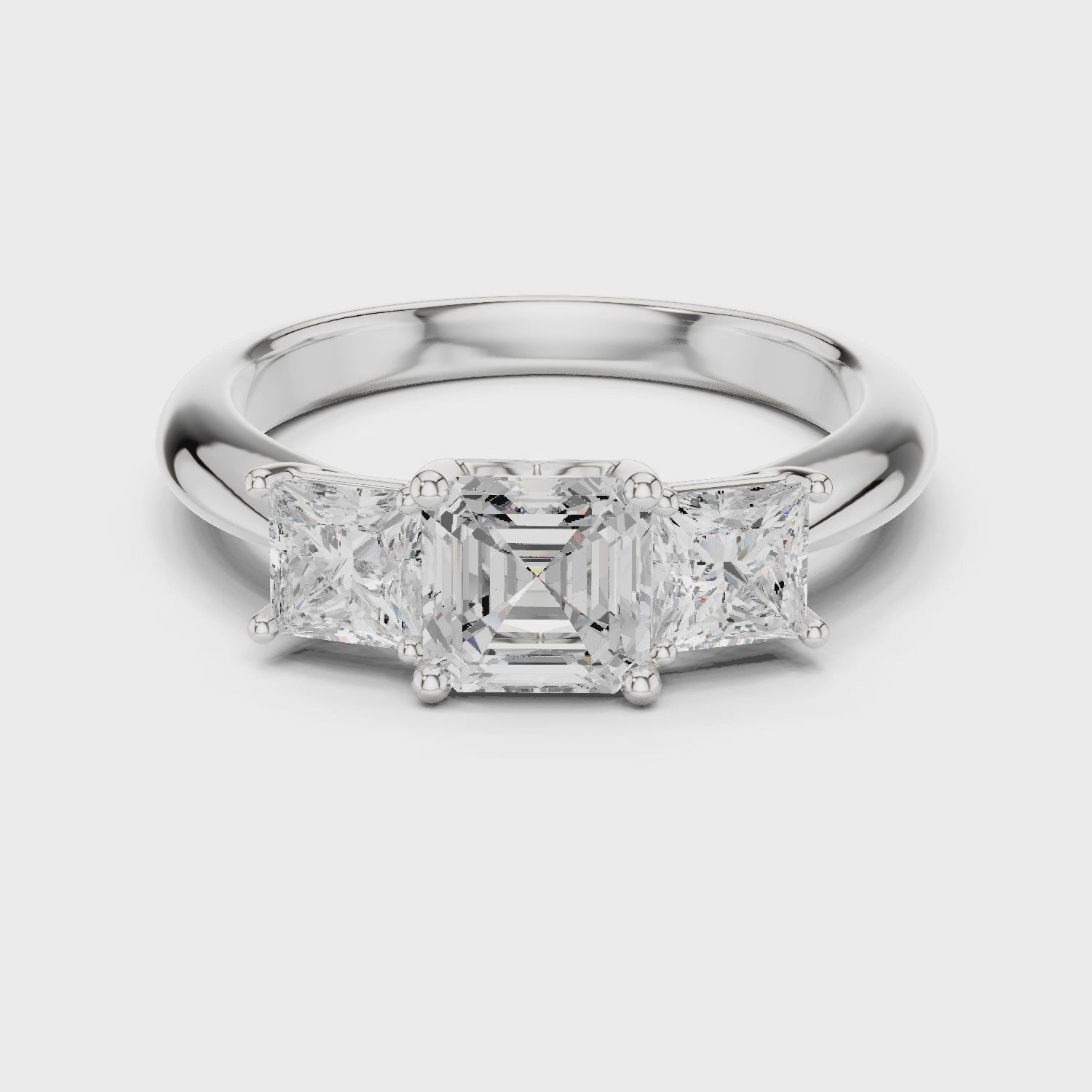 Asscher Cut Three-Stone Engagement Ring