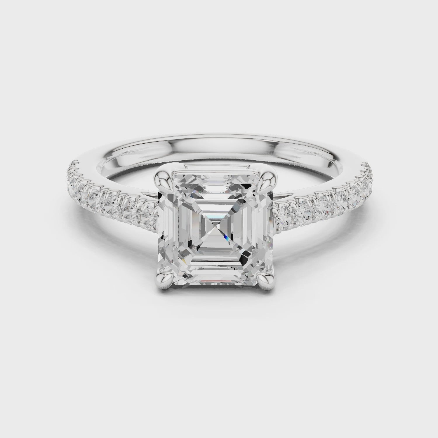Asscher Engagement Pavé Ring
