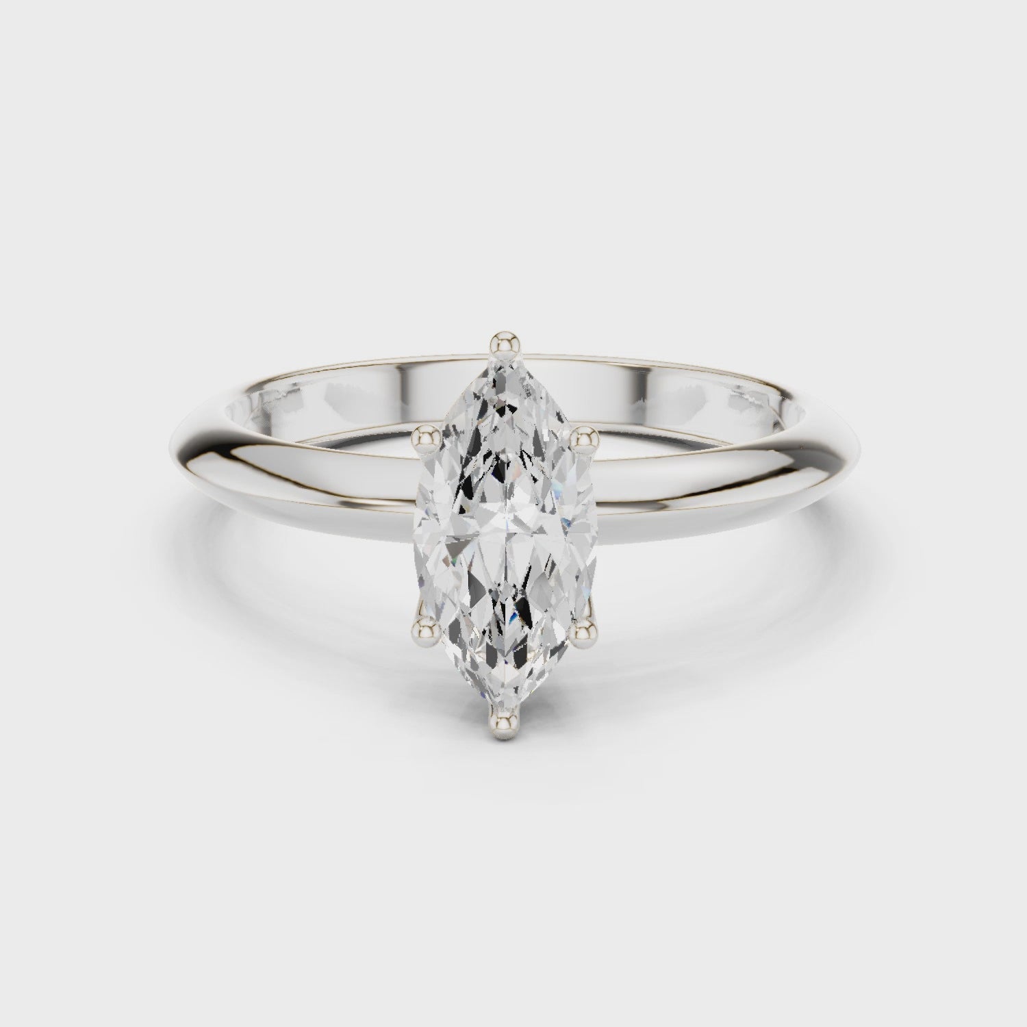 Maquise Cut Solitaire Engagement Ring with Plain Band