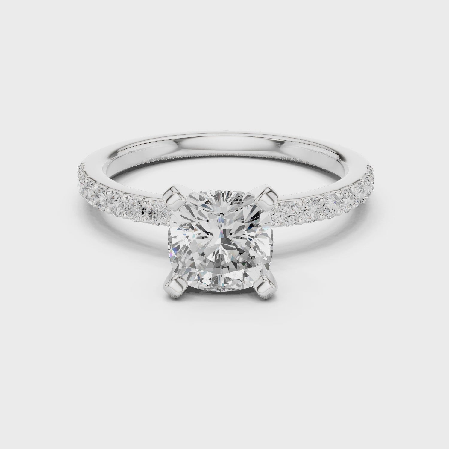Classic Cushion-Cut Pavé Solitaire Ring