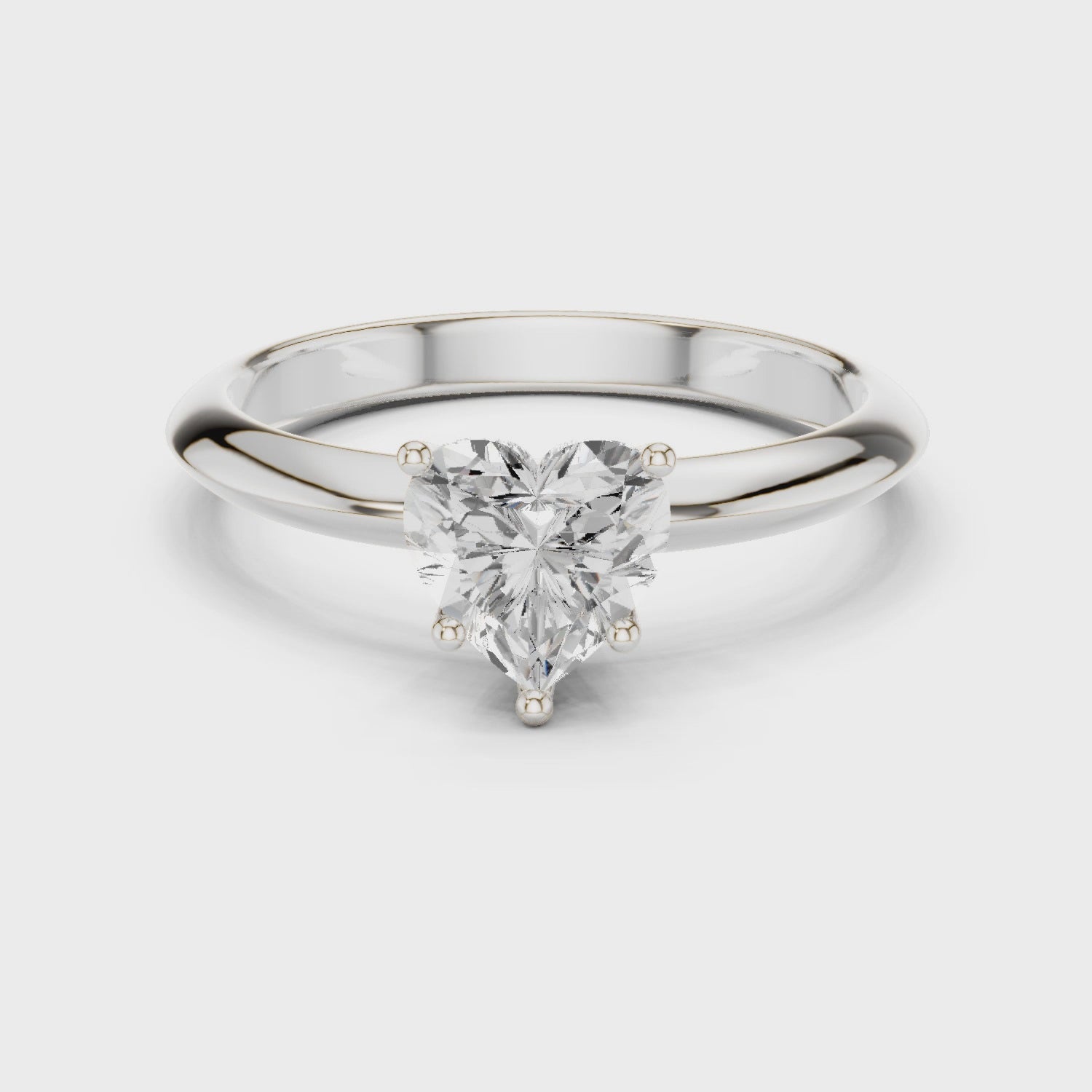 Heart Cut Solitaire Engagement Ring with Plain Band