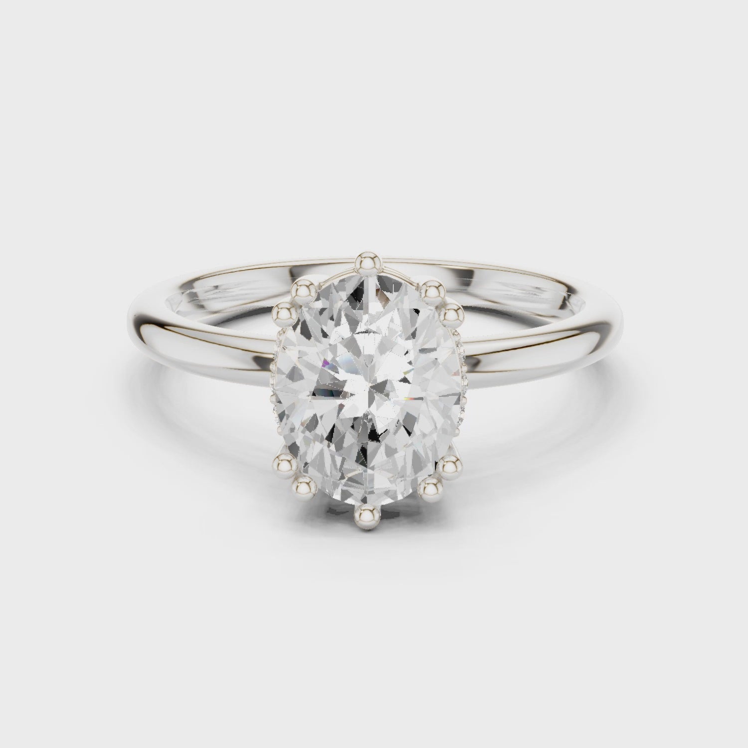 Oval Cut Solitaire Engagement Ring with Plain Band
