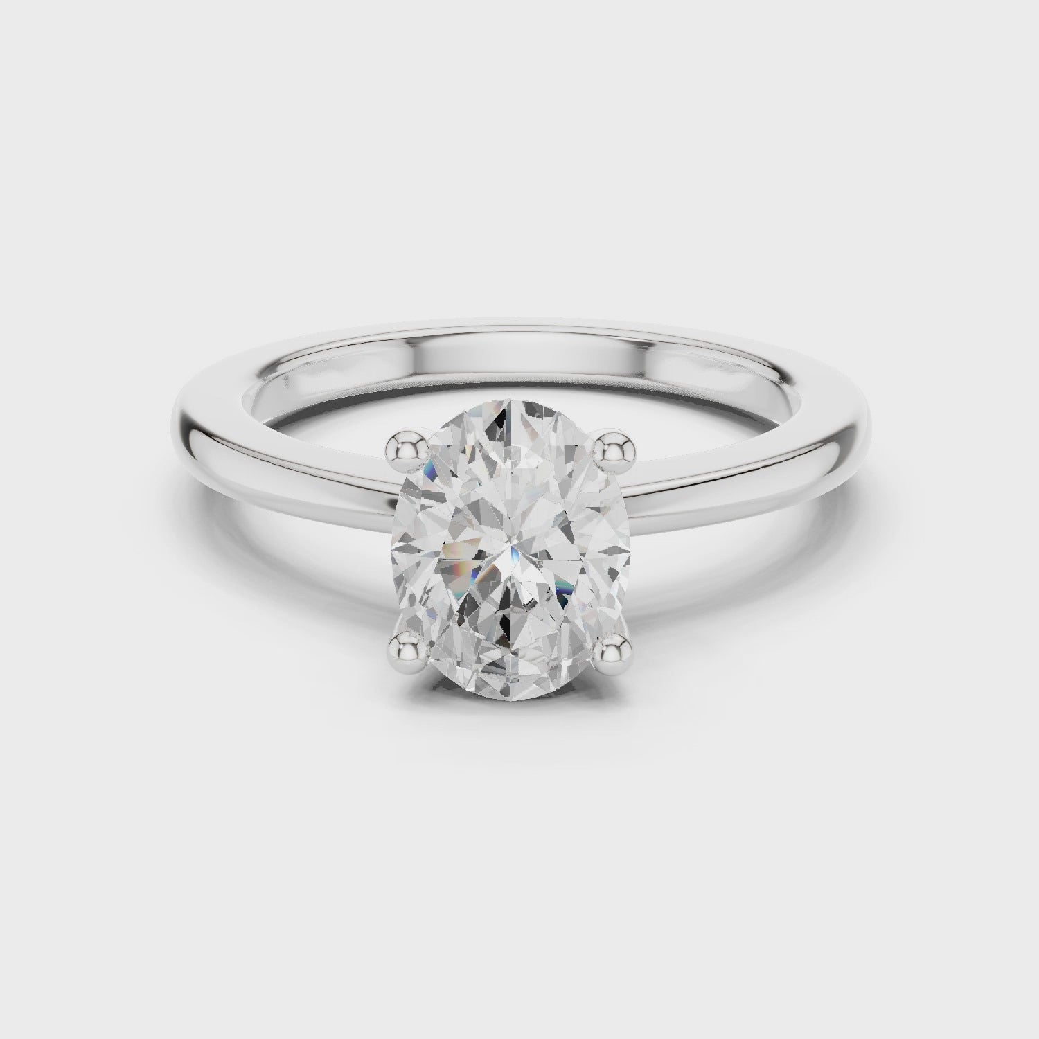 Oval Cut Solitaire Engagement Ring with Plain Band