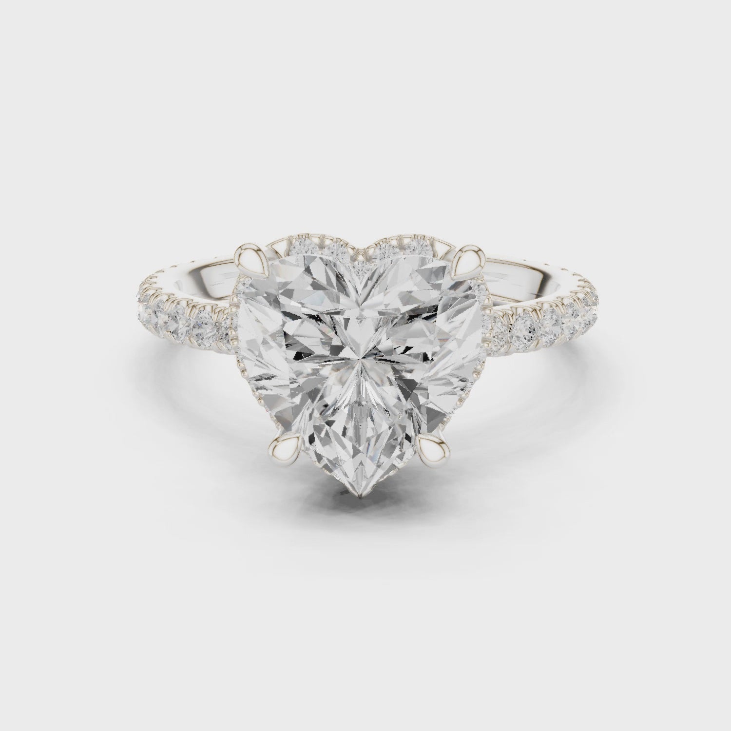 Heart Cut Engagement Ring with Hidden Halo