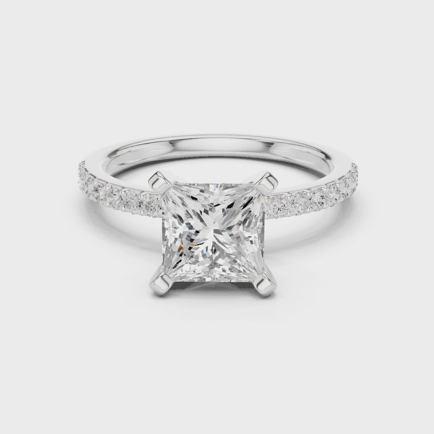 Timeless Princess-Cut Pavé Solitaire Ring