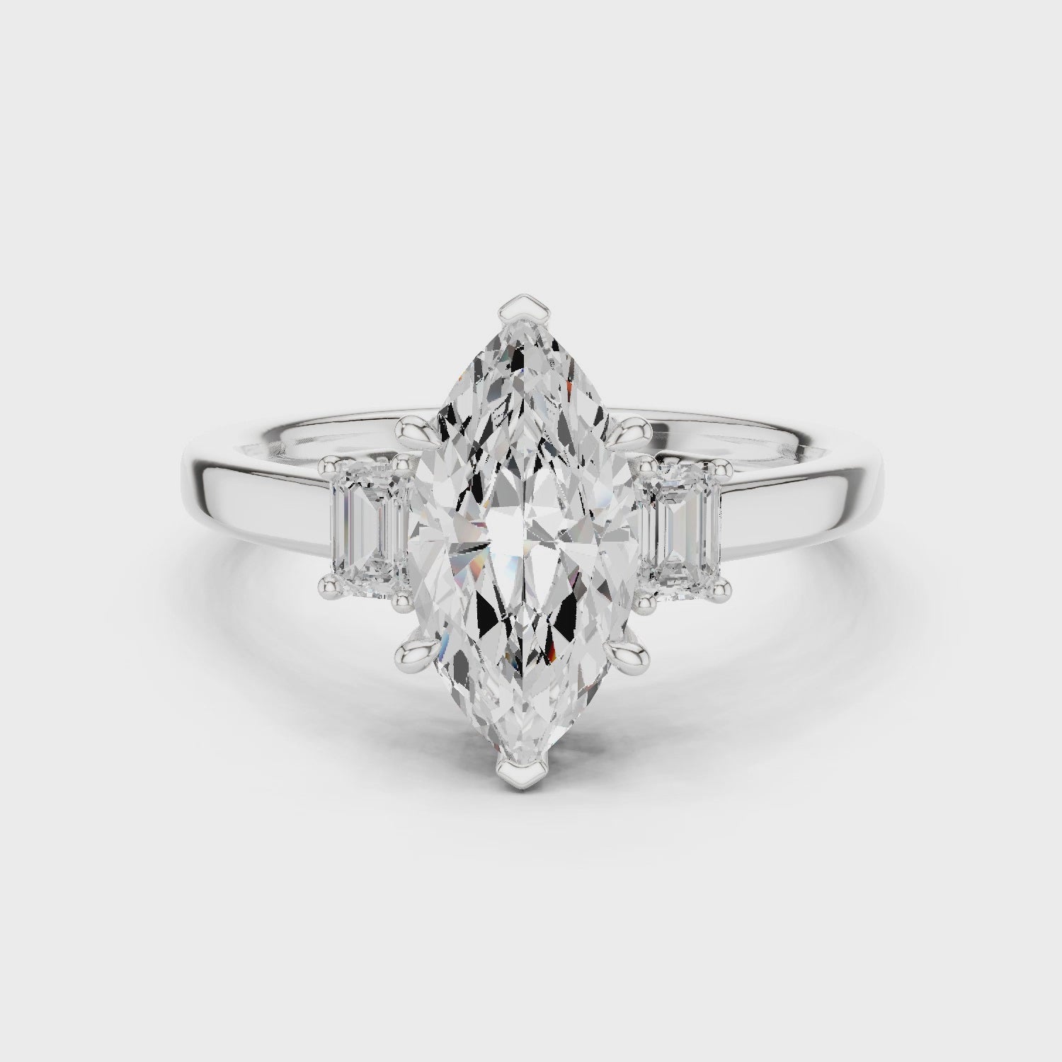 Marquise Engagement Trilogy Ring