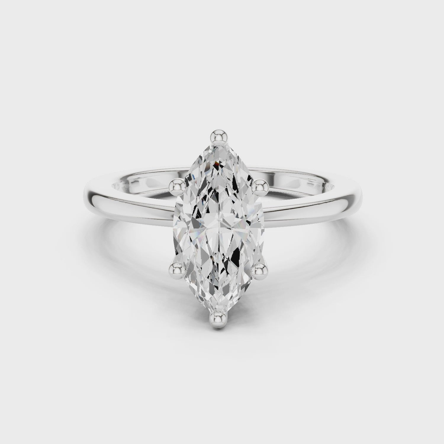 Marquise Cut Solitaire Engagement Ring with Plain Band