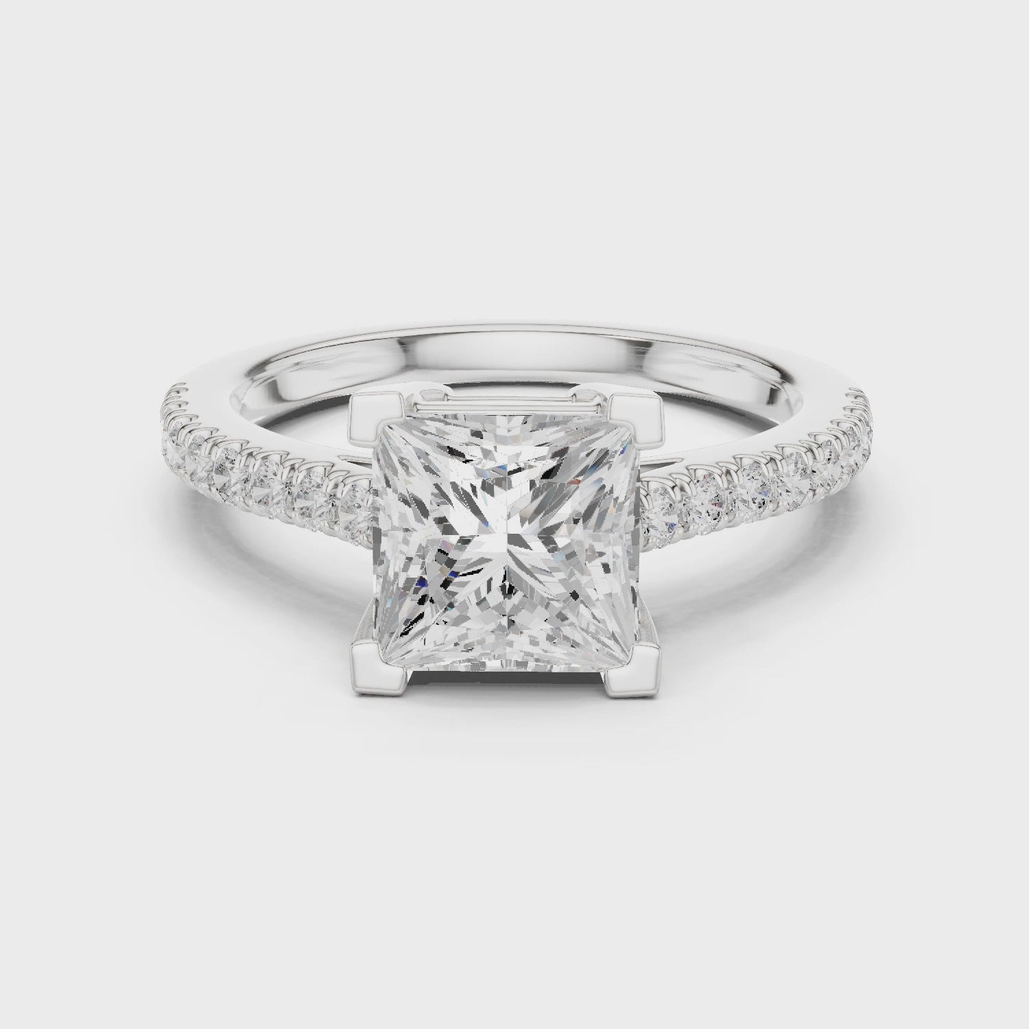 Princess Engagement Pavé Ring