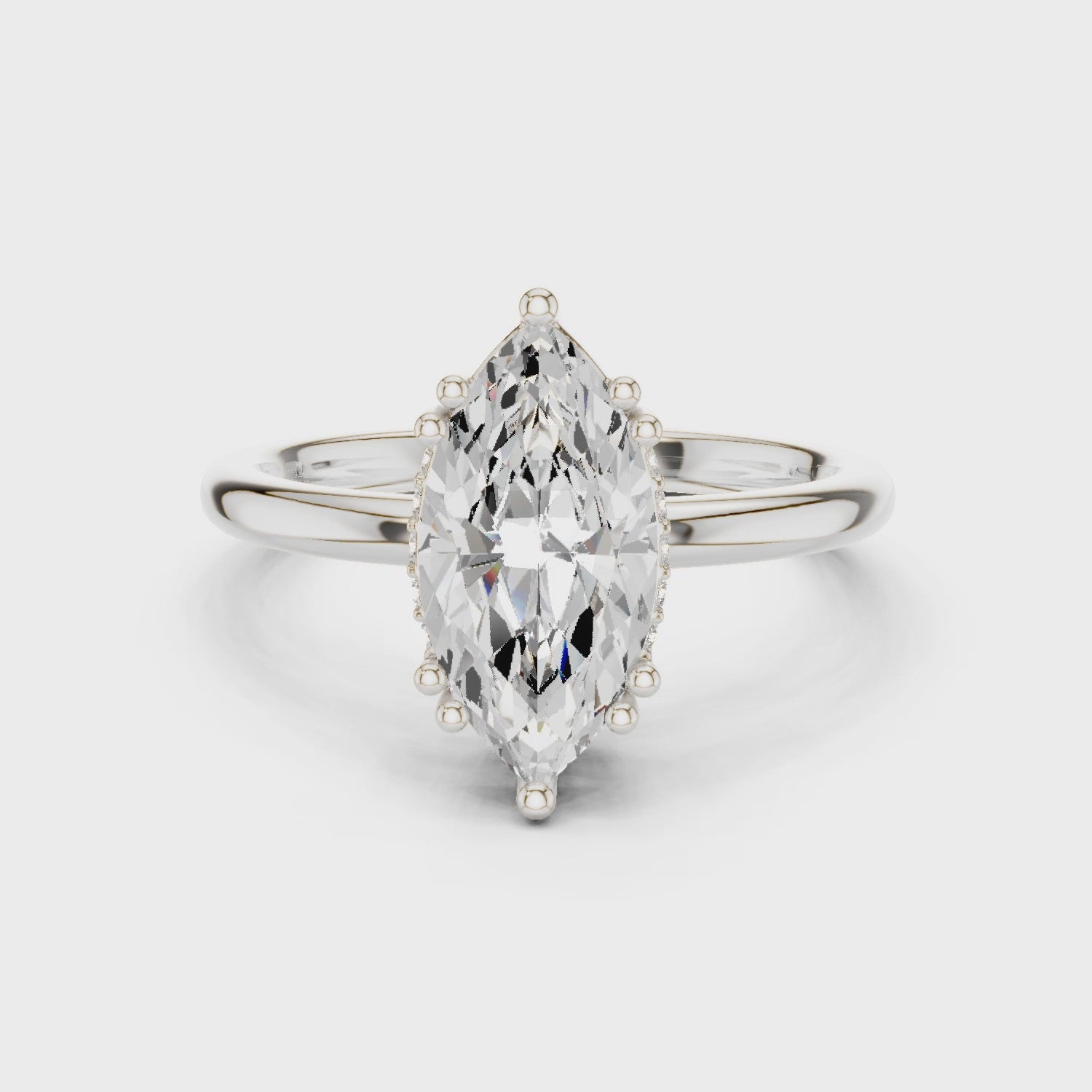 Marquise Cut Solitaire Engagement Ring with Plain Band