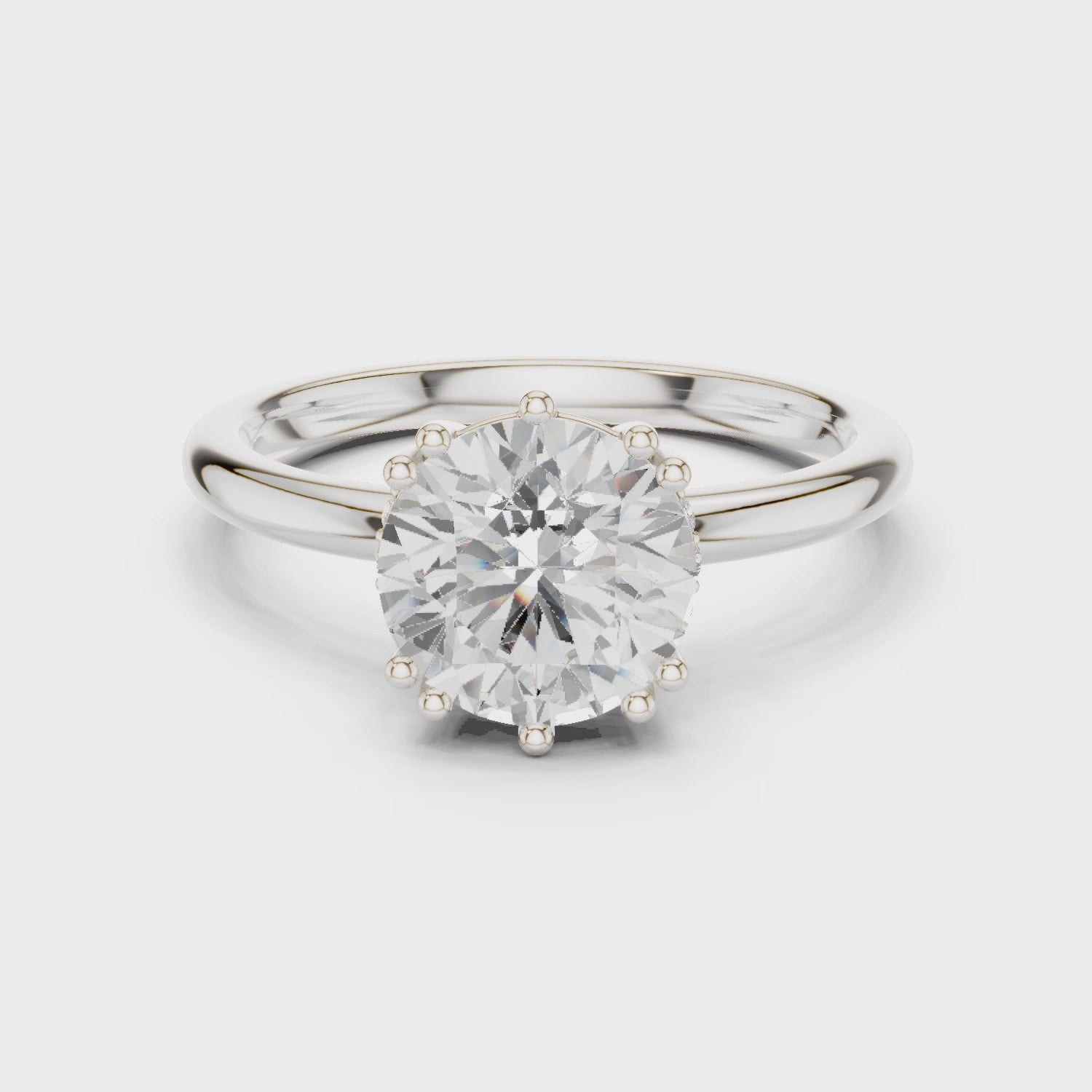 Round Cut Solitaire Engagement Ring with Plain Band