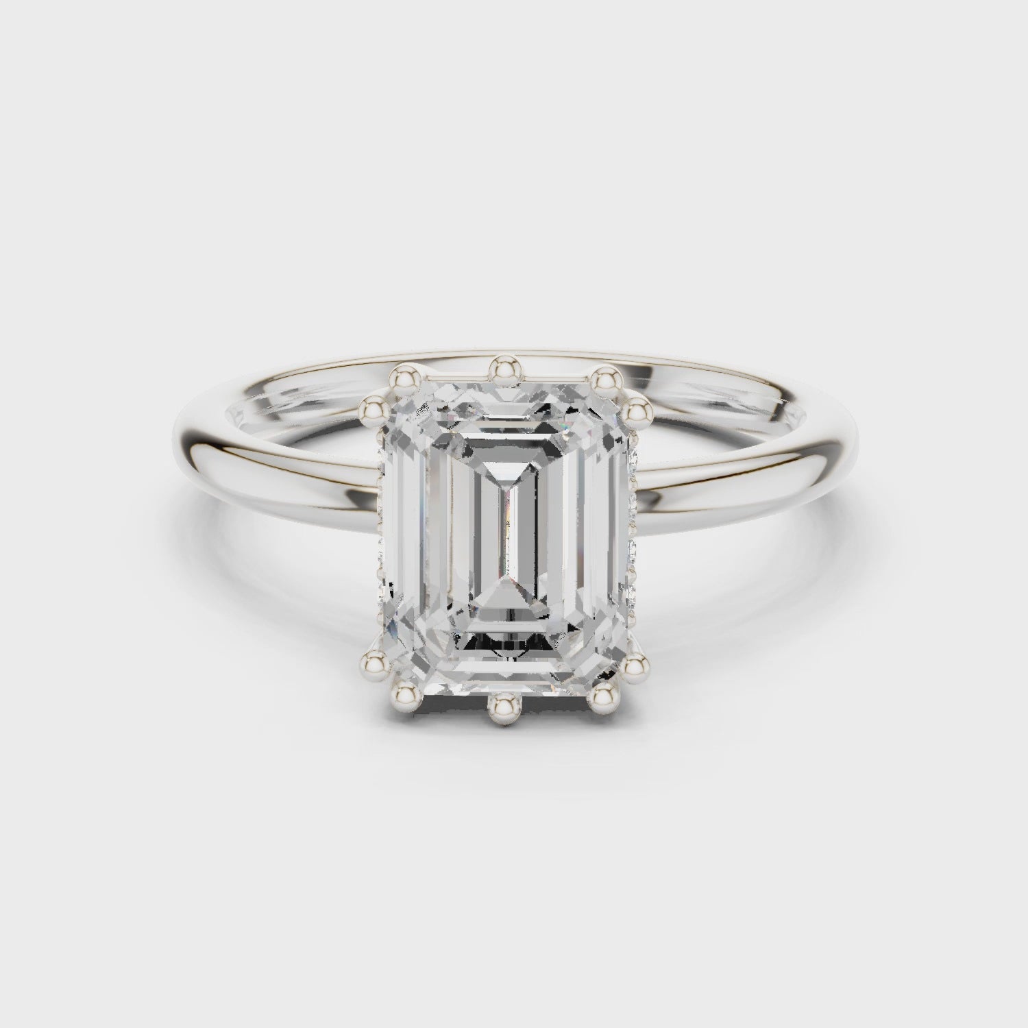 Emerald Cut Solitaire Engagement Ring with Plain Band