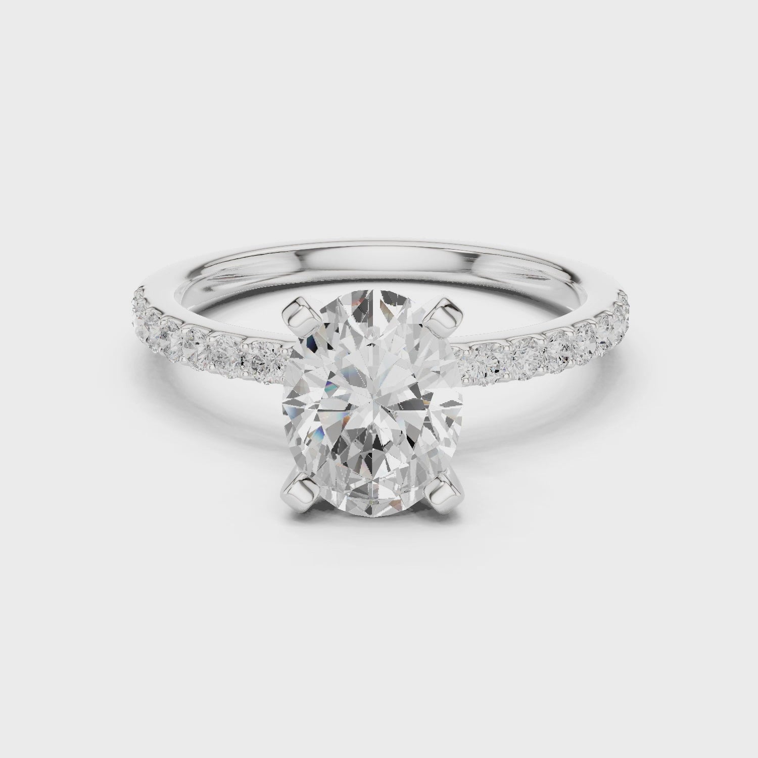 Classic Oval-Cut Pavé Solitaire Ring