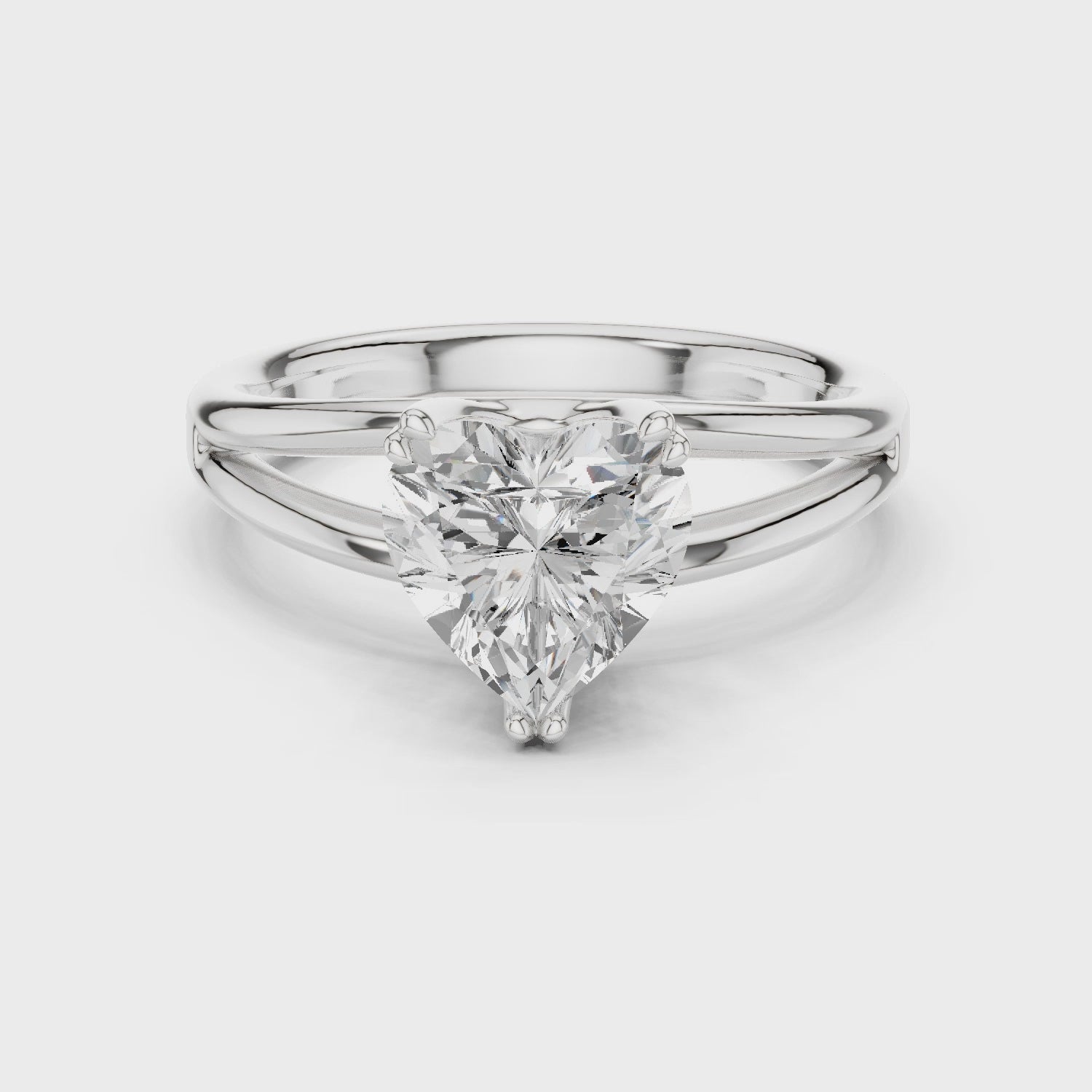 Heart Cut Solitaire Engagement Ring with Split Shank Plain Band