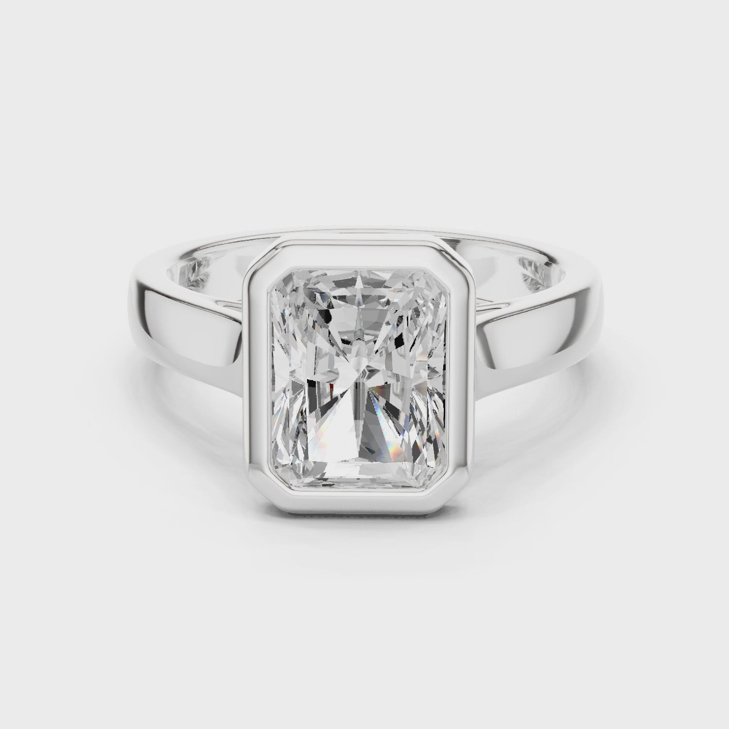 Radiant Cut Solitaire Engagement Ring with Bezel Setting