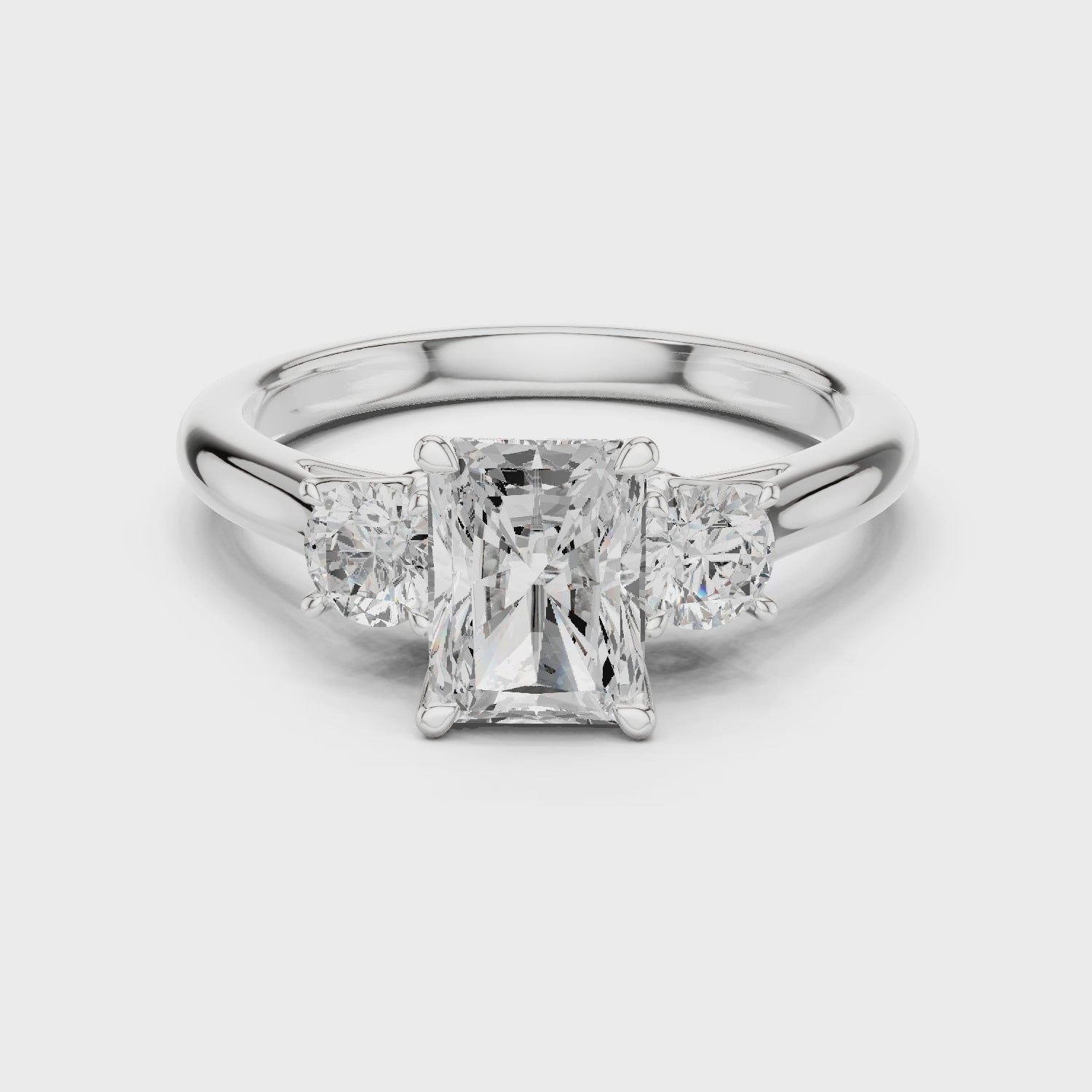 Radiant-Cut Three-Stone Engagement Ring