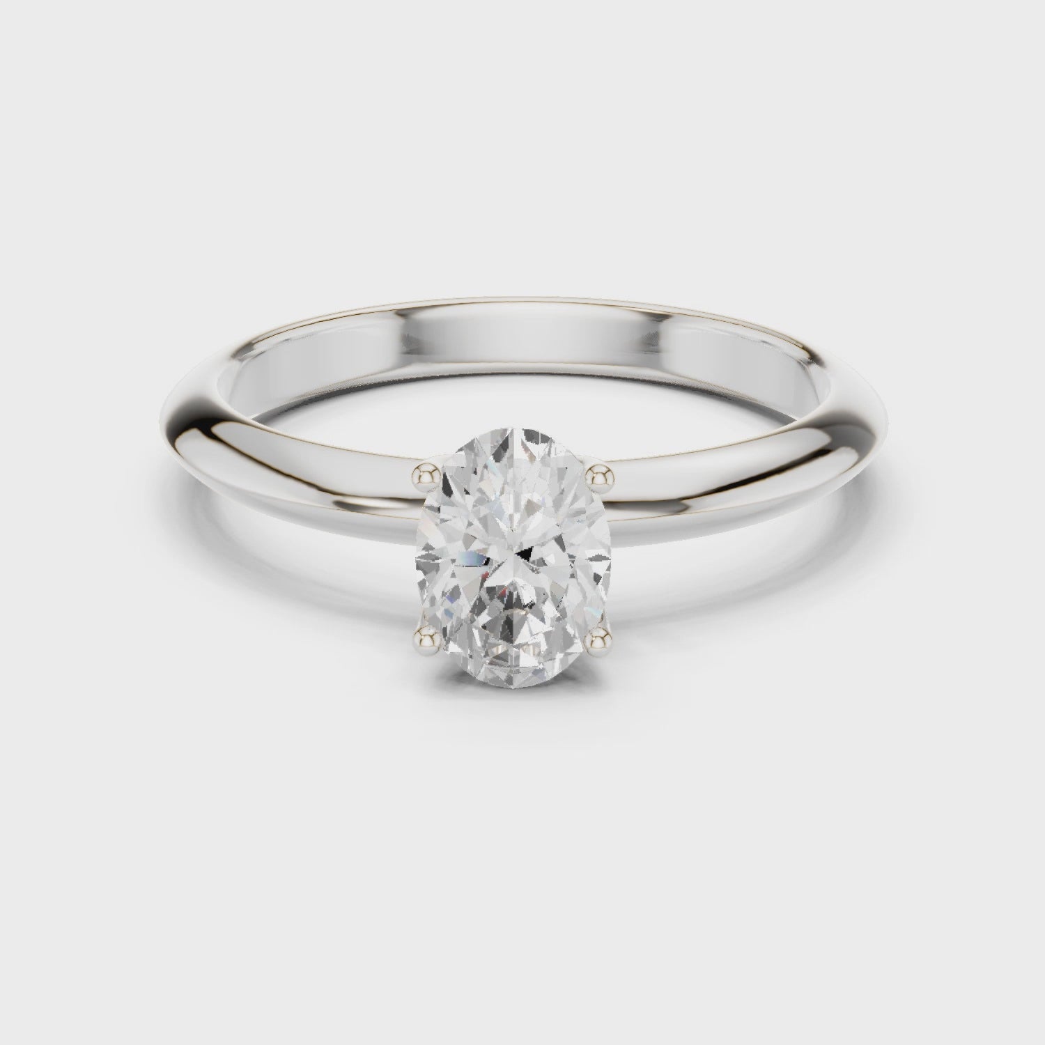 Oval Cut Solitaire Engagement Ring with Plain Band