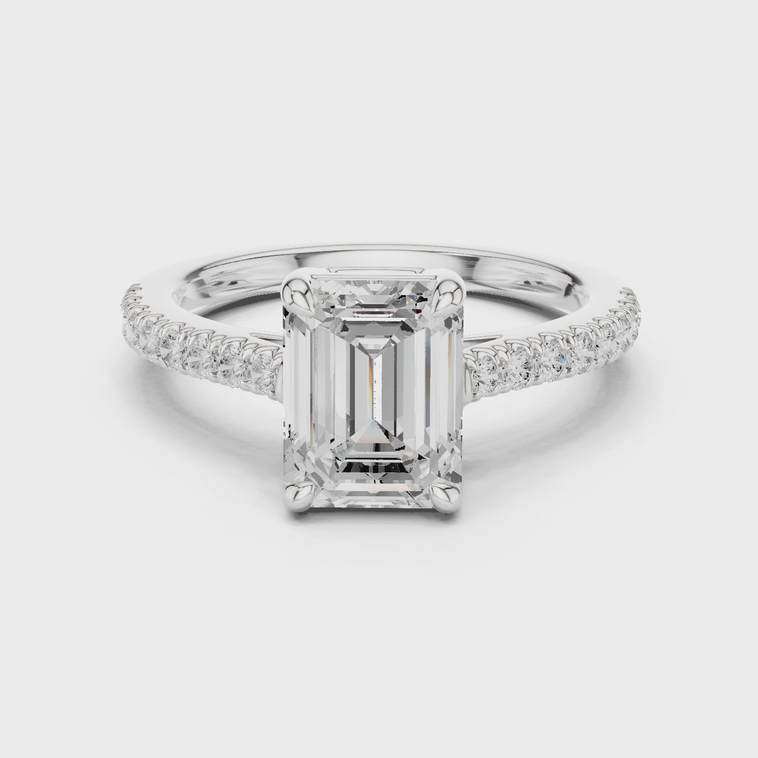 Emerald Engagement Pavé Ring