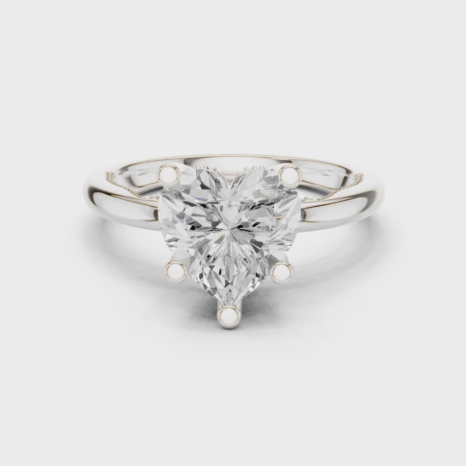 Heart Cut Engagement Ring with Twisted Split Shank and Hidden Halo