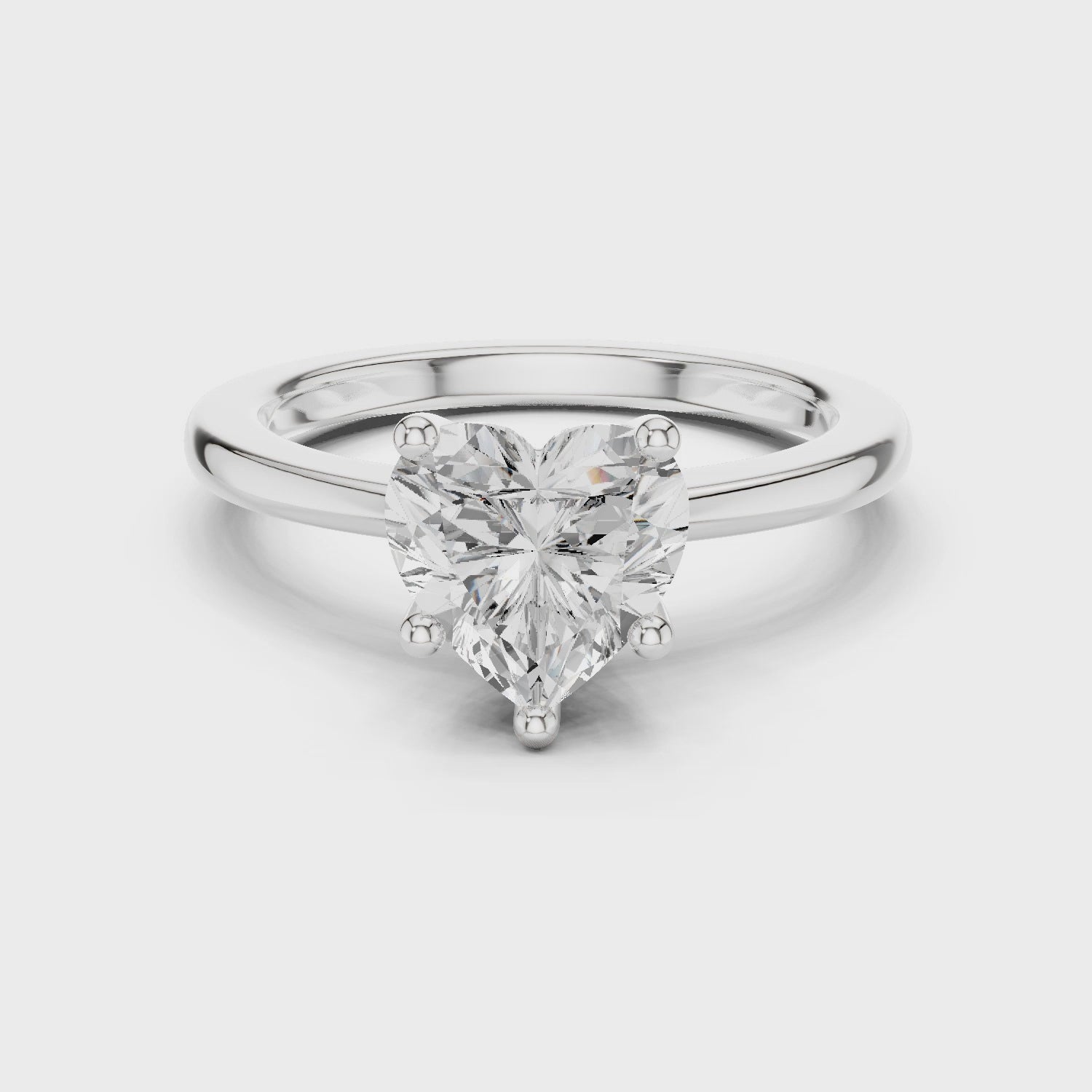 Heart Cut Solitaire Engagement Ring with Plain Band