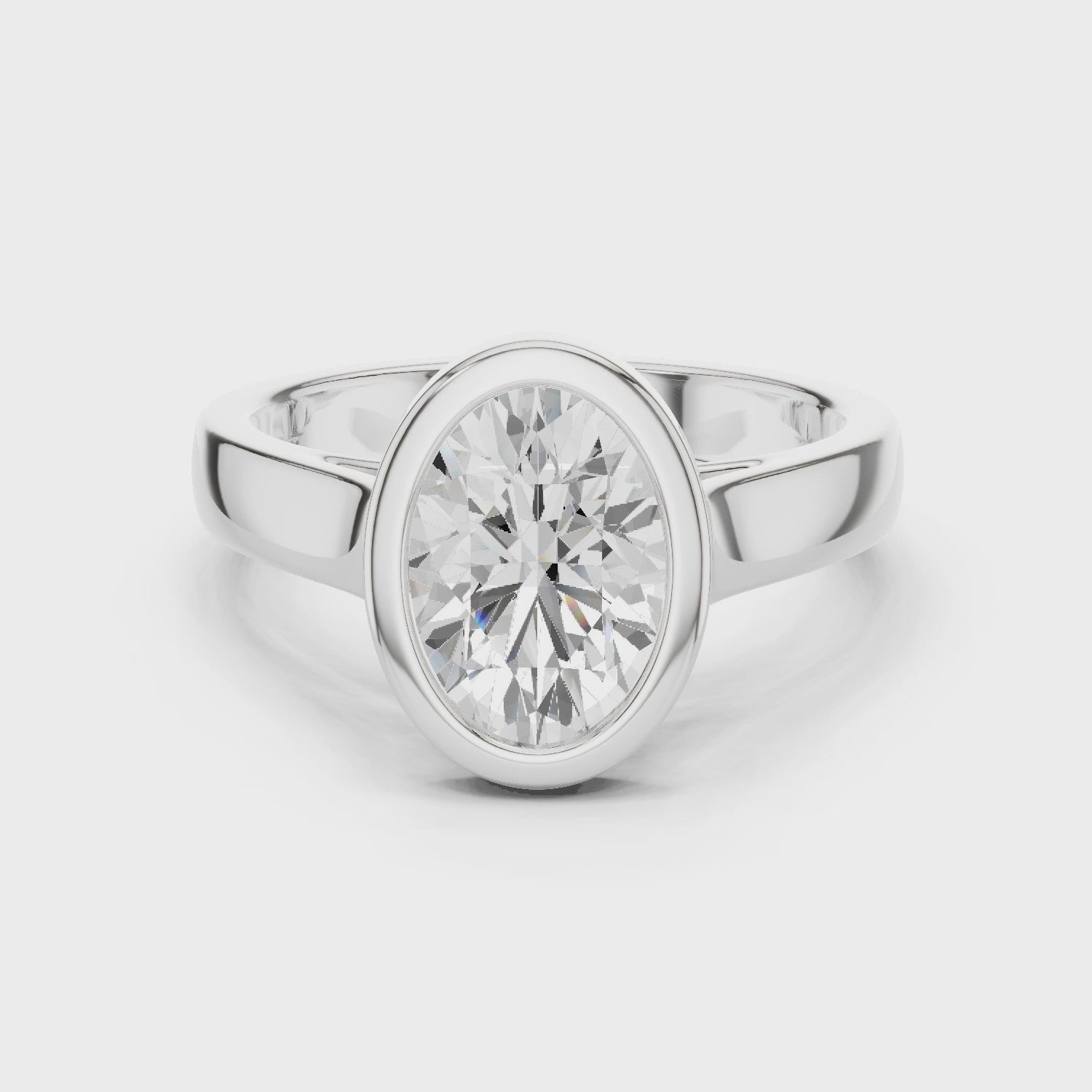 Oval Cut Solitaire Engagement Ring with Bezel Setting